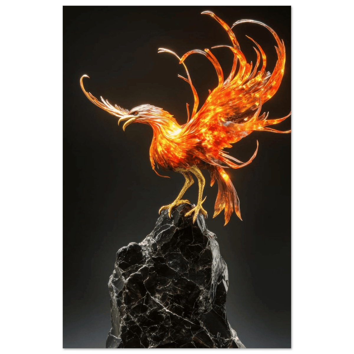 A sculpture of a bird on a rock - Shop Ai Art WebShop - Digital Art online Store