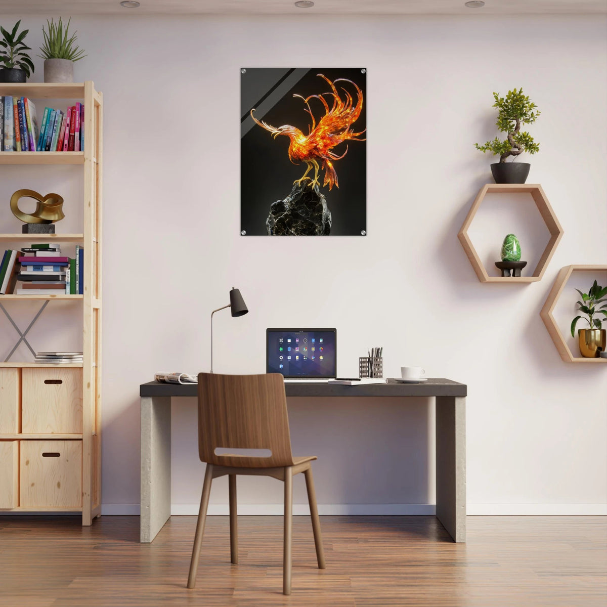 A sculpture of a bird on a rock - Shop Ai Art WebShop - Digital Art online Store