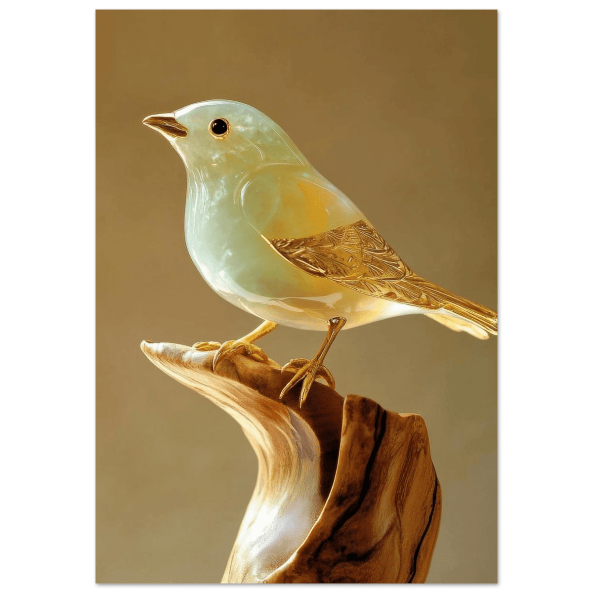A small bird sitting on top of a wooden branch - Shop Ai Art WebShop - Digital Art online Store