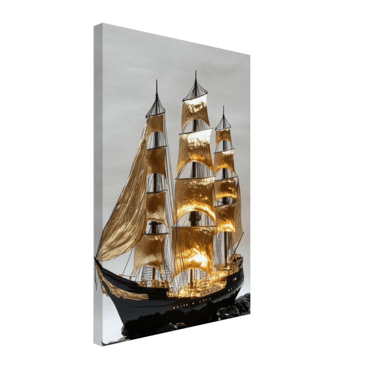 A striking black ship sails across glossy waves - Shop Ai Art WebShop - Digital Art online Store