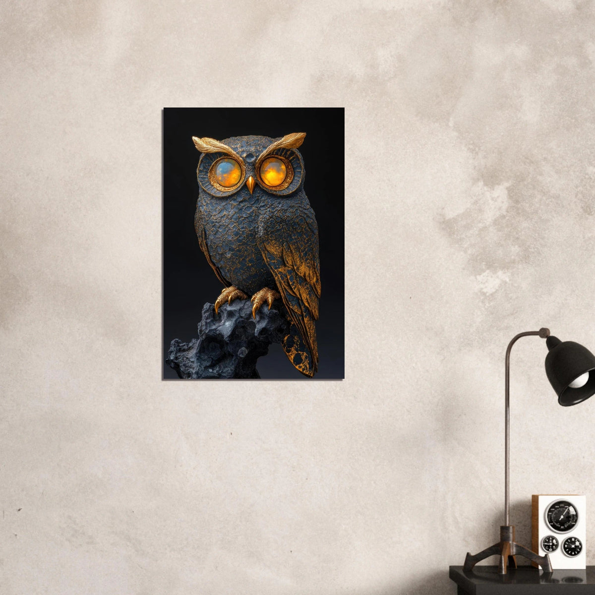 A Surreal owl with gold - Shop Ai Art WebShop - Digital Art online Store
