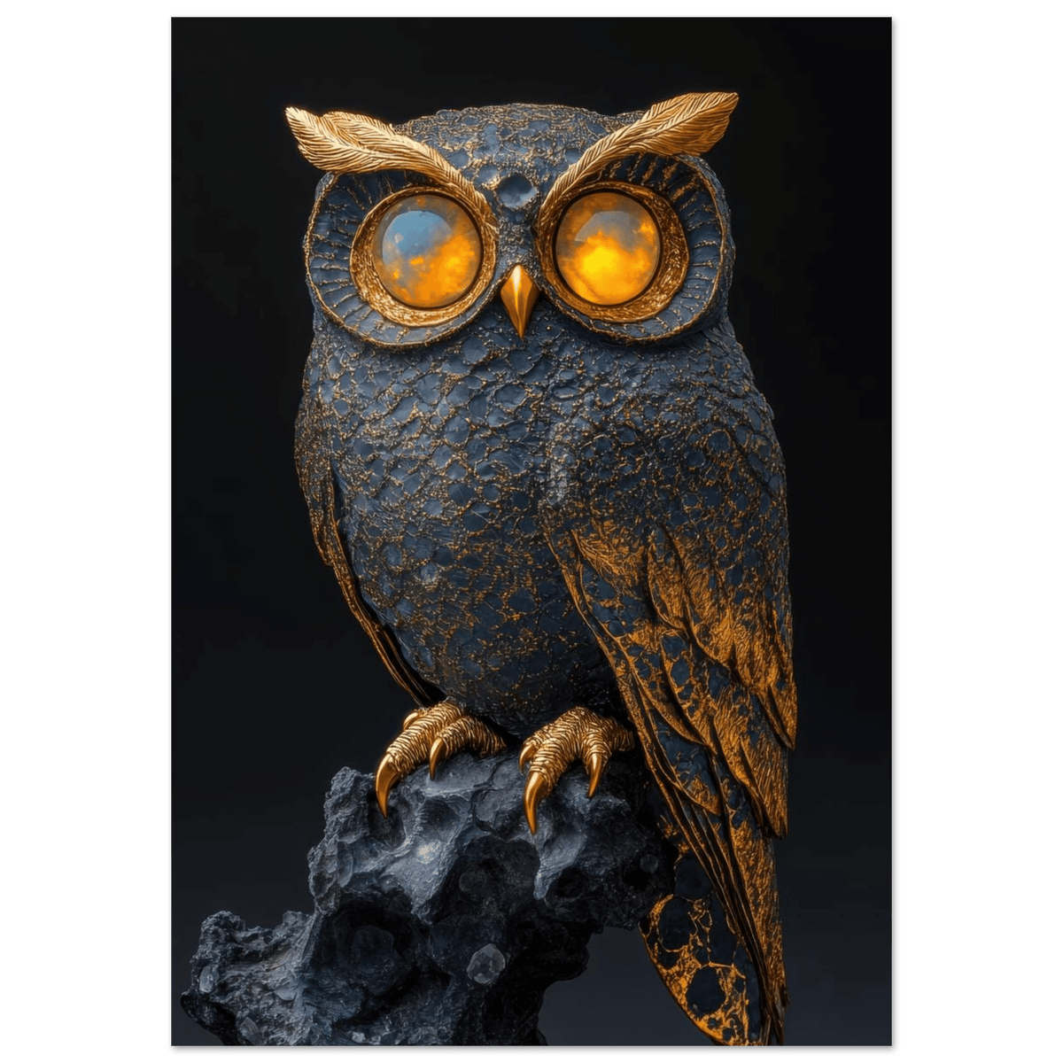 A Surreal owl with gold - Shop Ai Art WebShop - Digital Art online Store