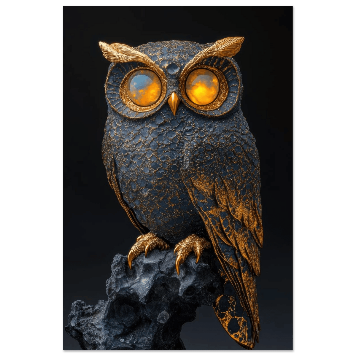 A Surreal owl with gold - Shop Ai Art WebShop - Digital Art online Store