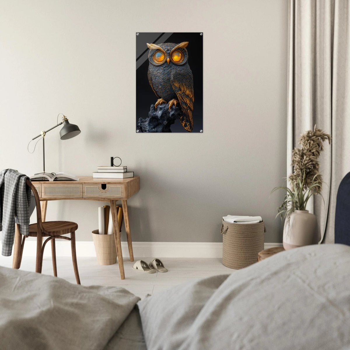 A Surreal owl with gold - Shop Ai Art WebShop - Digital Art online Store