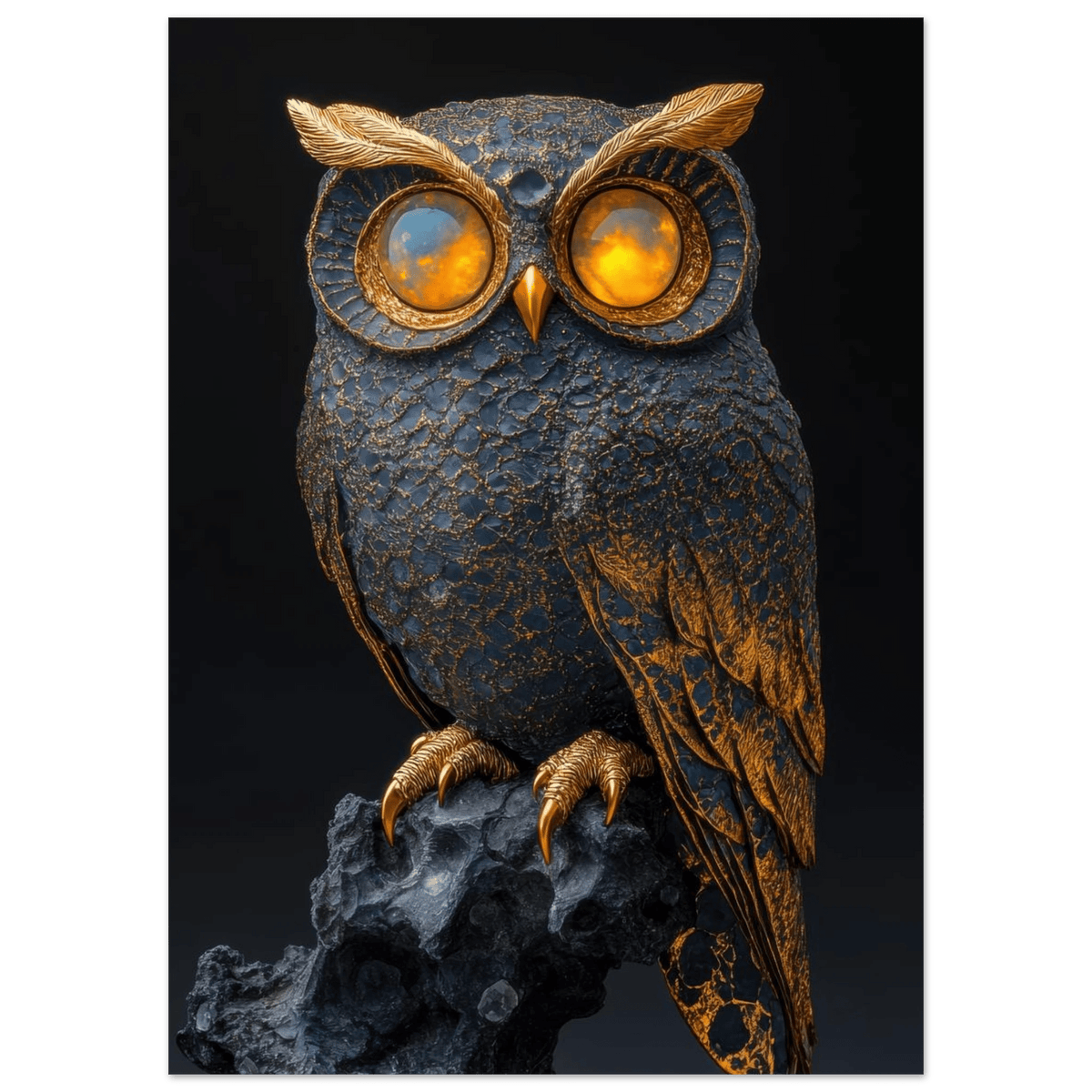 A Surreal owl with gold - Shop Ai Art WebShop - Digital Art online Store