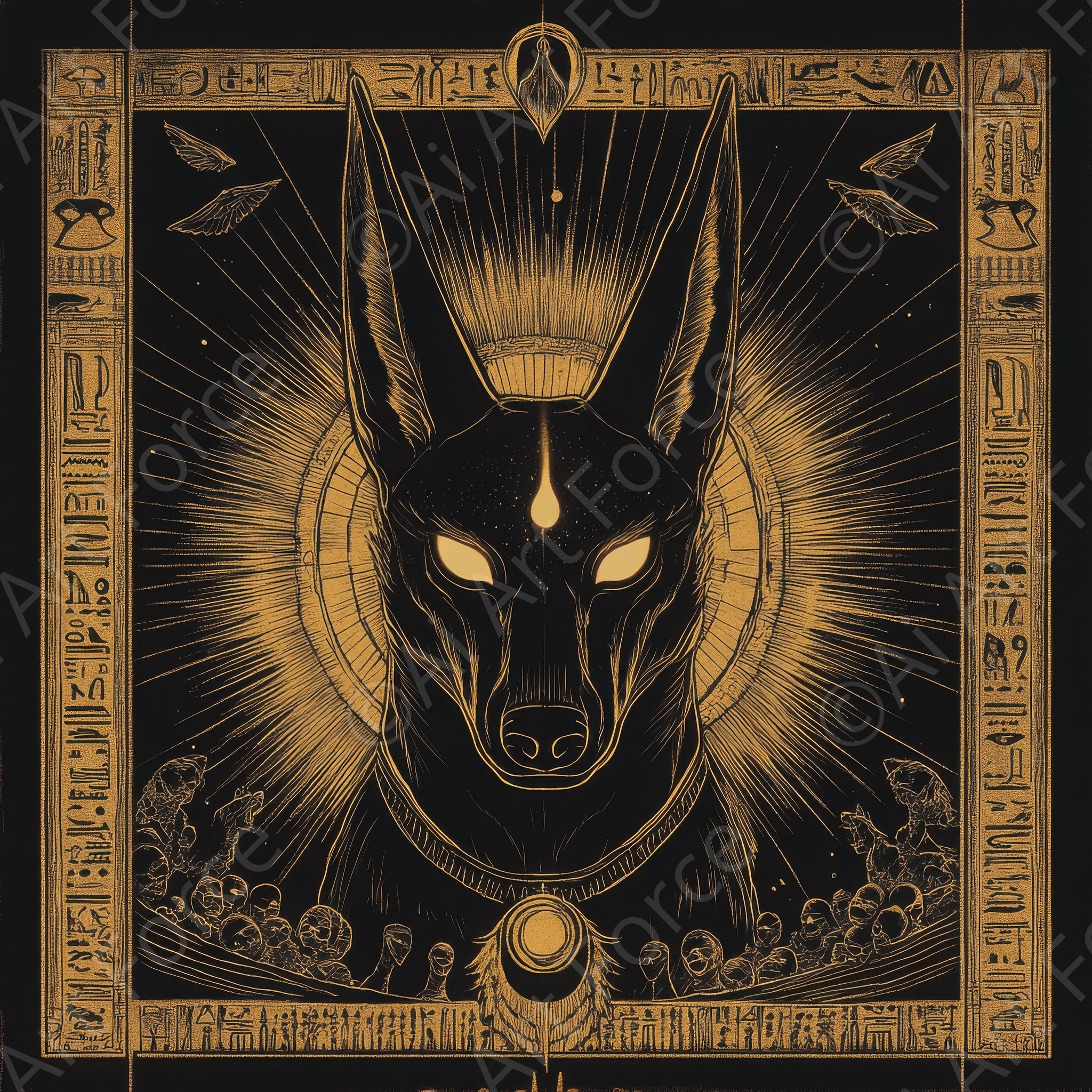 Digital Ai Artwork, of Anubis Guiding Souls, ideal for art enthusiasts and collectors.
