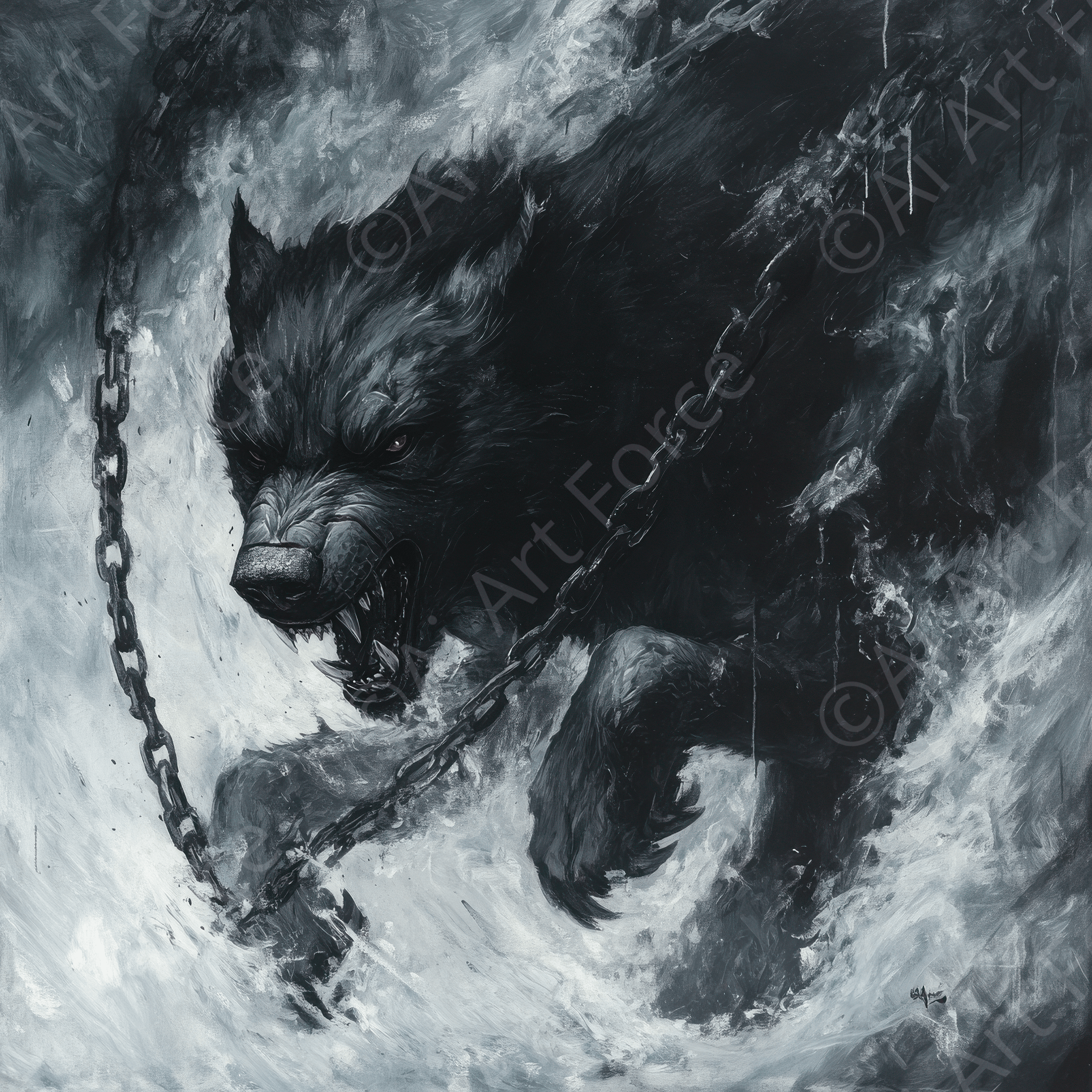 Digital Ai Artwork, of Fenrir Breaking Free 4, ideal for art enthusiasts and collectors.