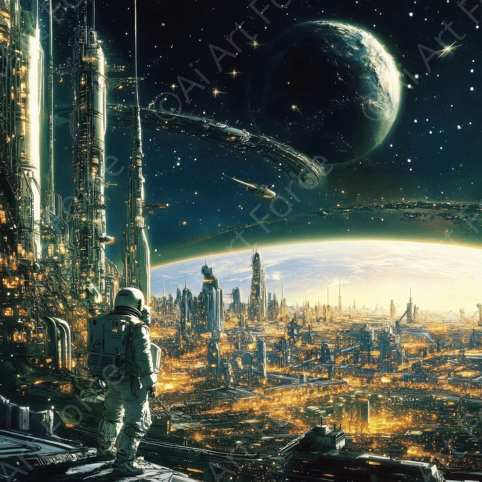 Digital Ai Artwork, of How space colonization could alter human society 3, ideal for art enthusiasts and collectors.