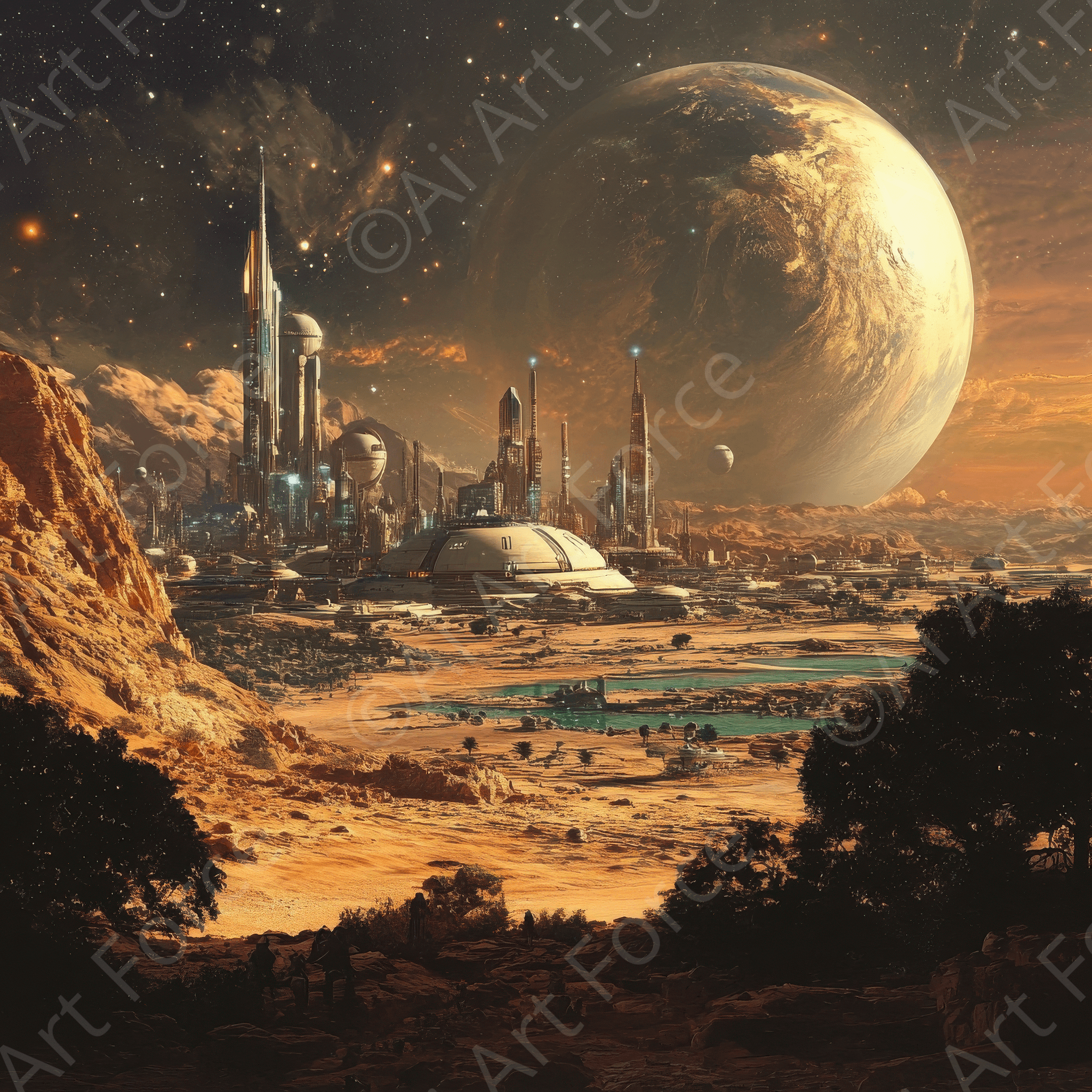 Digital Ai Artwork, of How would different cultures adapt to life on other planet 2, ideal for art enthusiasts and collectors.