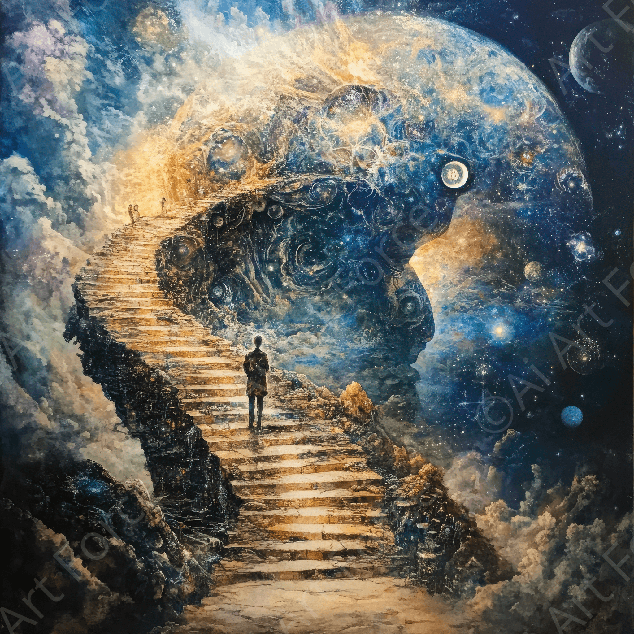 Digital Ai Artwork, of Spiritual and Physical Journeys in Human Life 5, ideal for art enthusiasts and collectors.