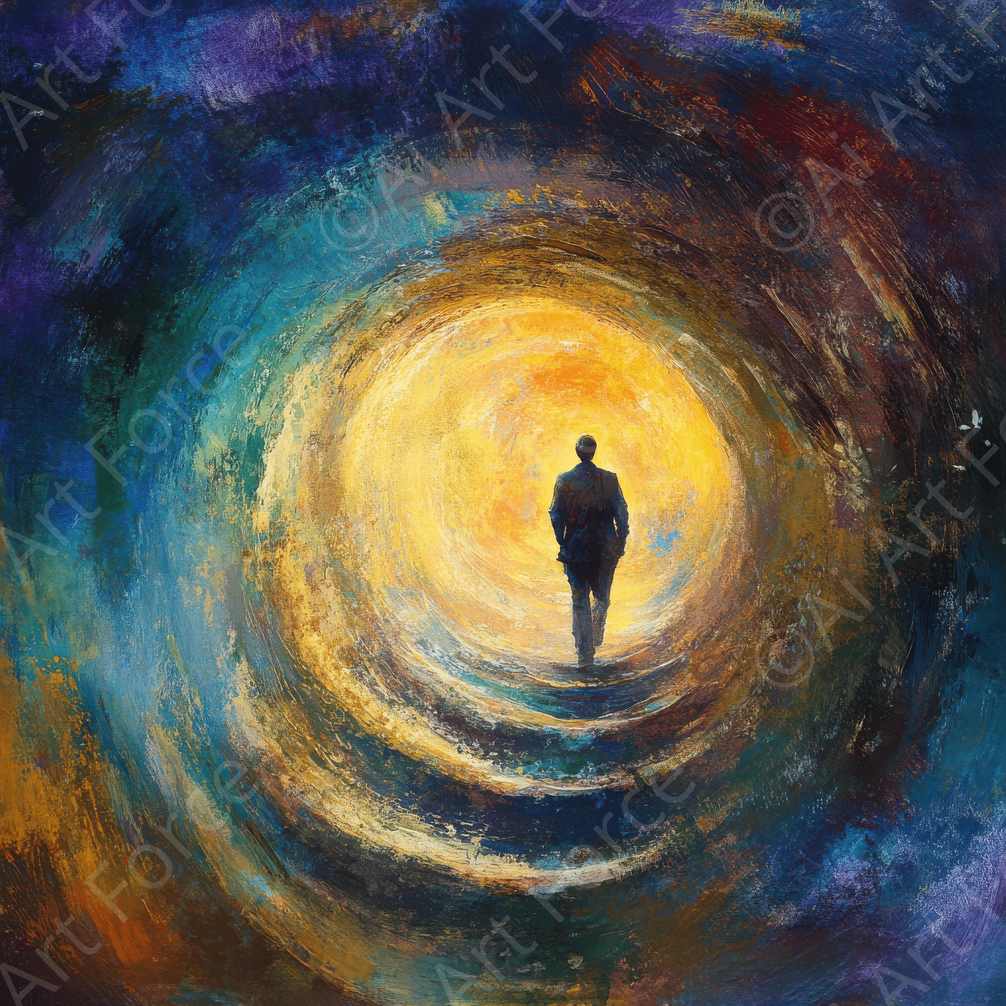 Digital Ai Artwork, of Spiritual and Physical Journeys in Human Life 6, ideal for art enthusiasts and collectors.