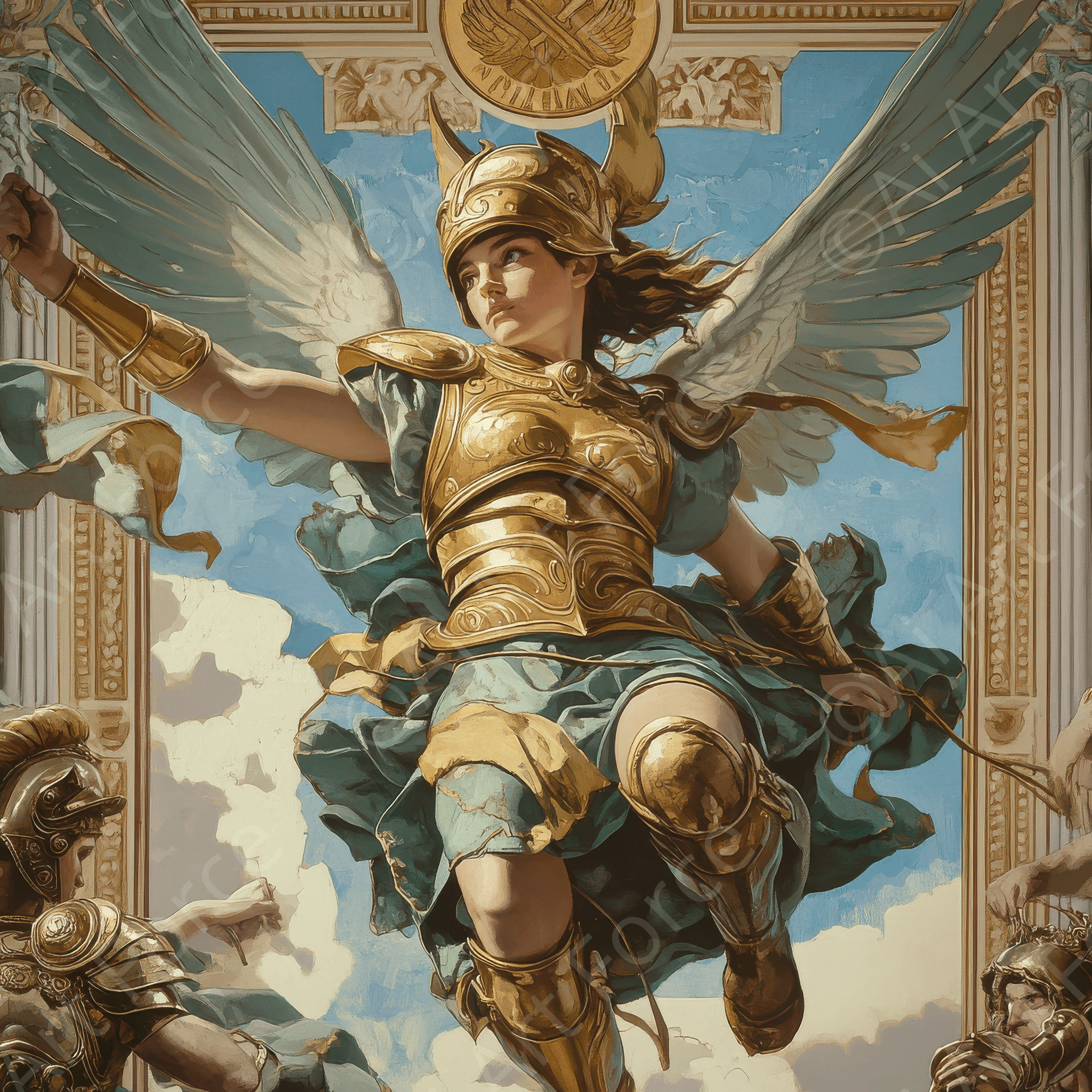 Digital Ai Artwork, of The Birth of Athena from Zeus Head, ideal for art enthusiasts and collectors.