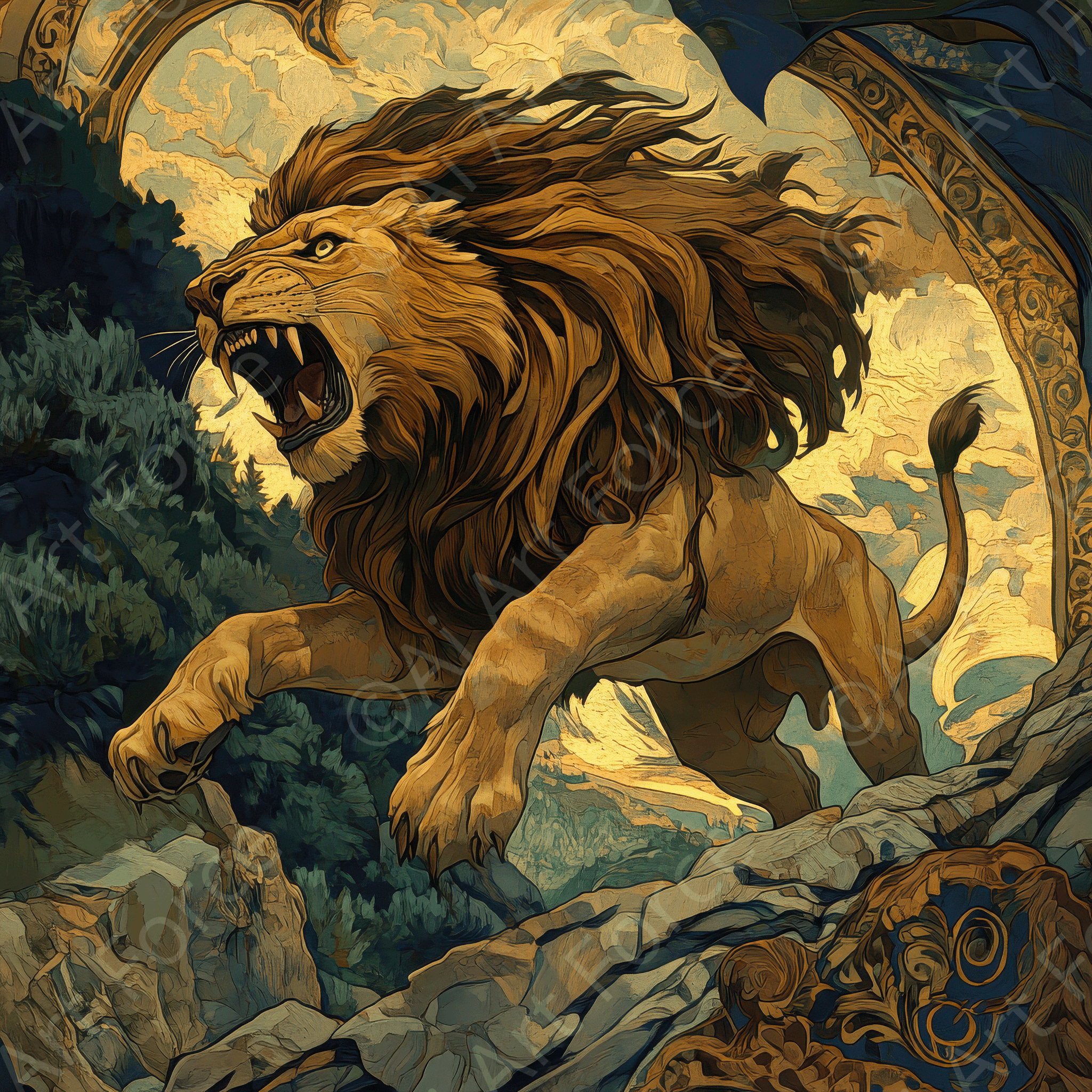 Digital Ai Artwork, of The Nemean Lion 3, ideal for art enthusiasts and collectors.