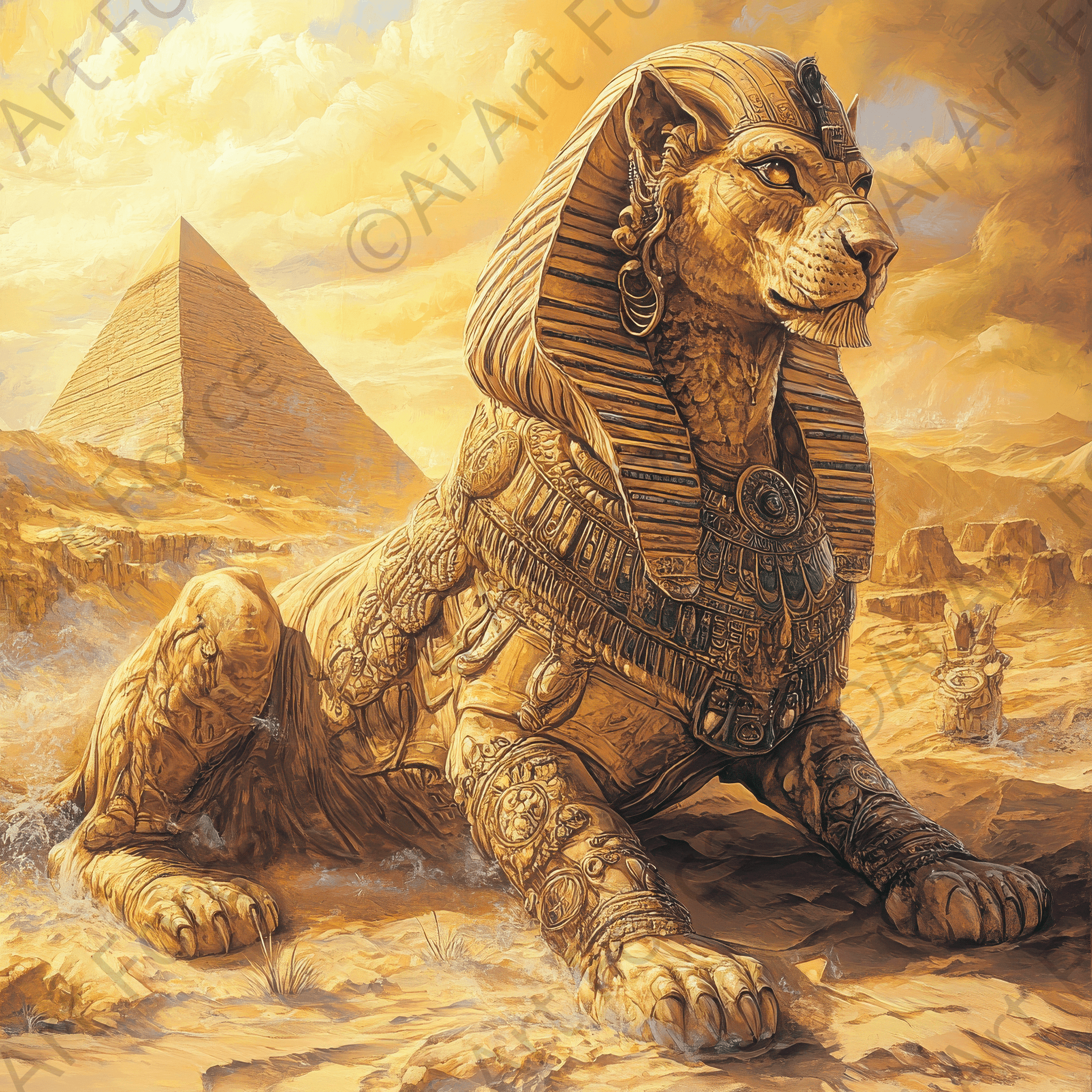 Digital Ai Artwork, of The Sphinx Guarding the Desert 2, ideal for art enthusiasts and collectors.