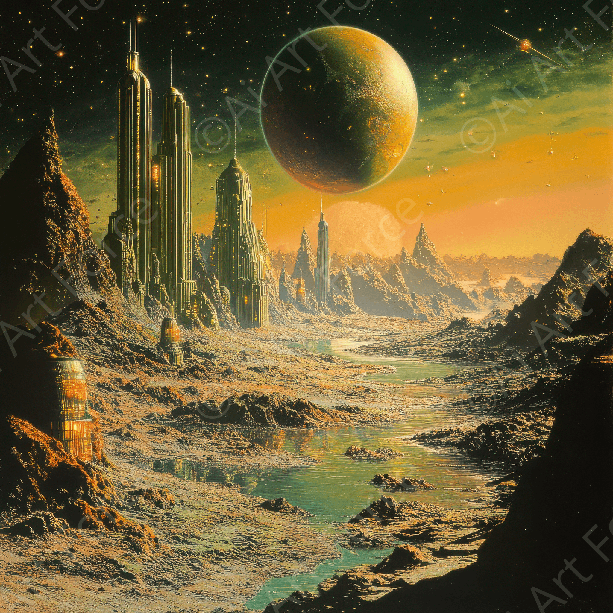 Digital Ai Artwork, of The ethics of terraforming other planets, ideal for art enthusiasts and collectors.
