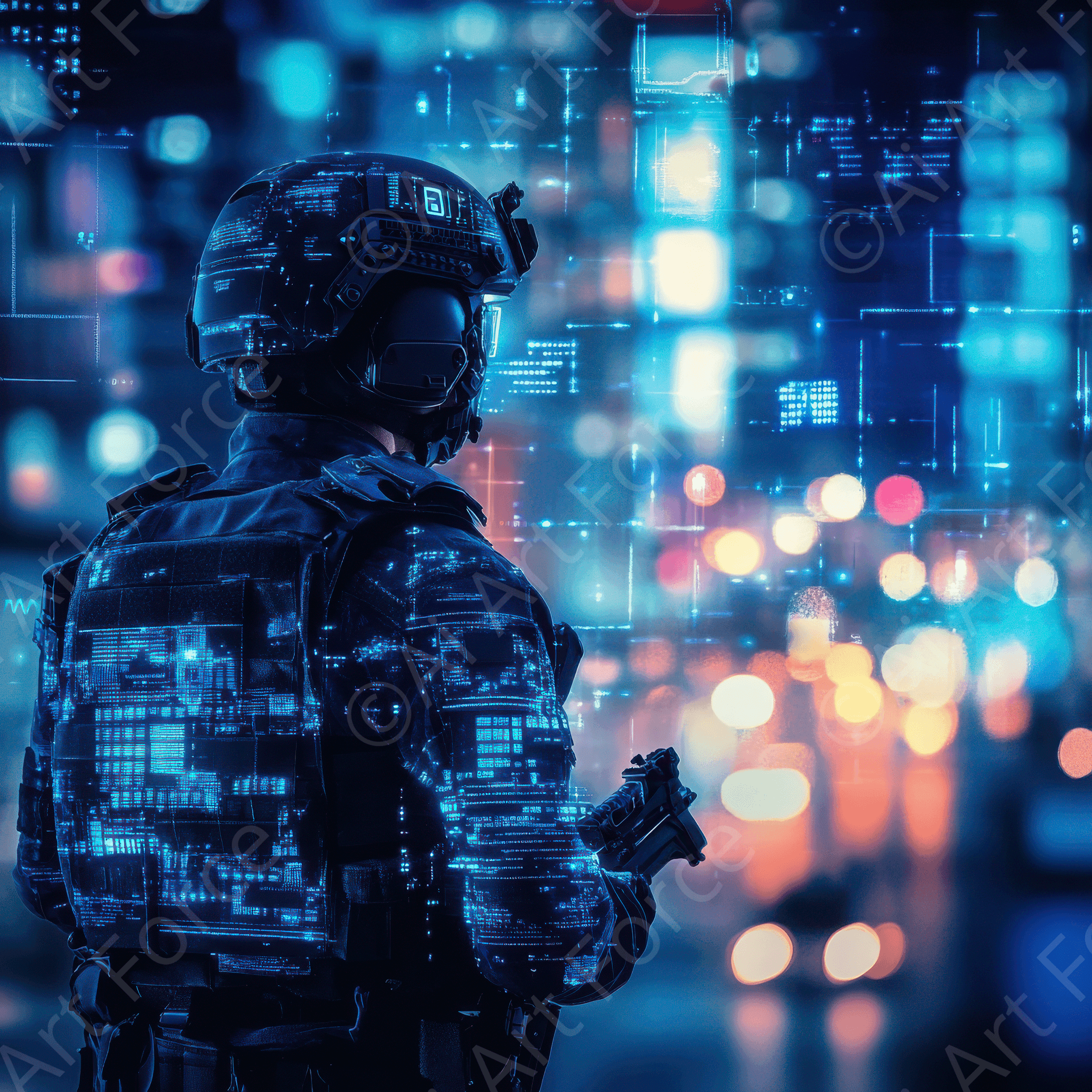 Digital Ai Artwork, of The future of AI in law enforcement, ideal for art enthusiasts and collectors.