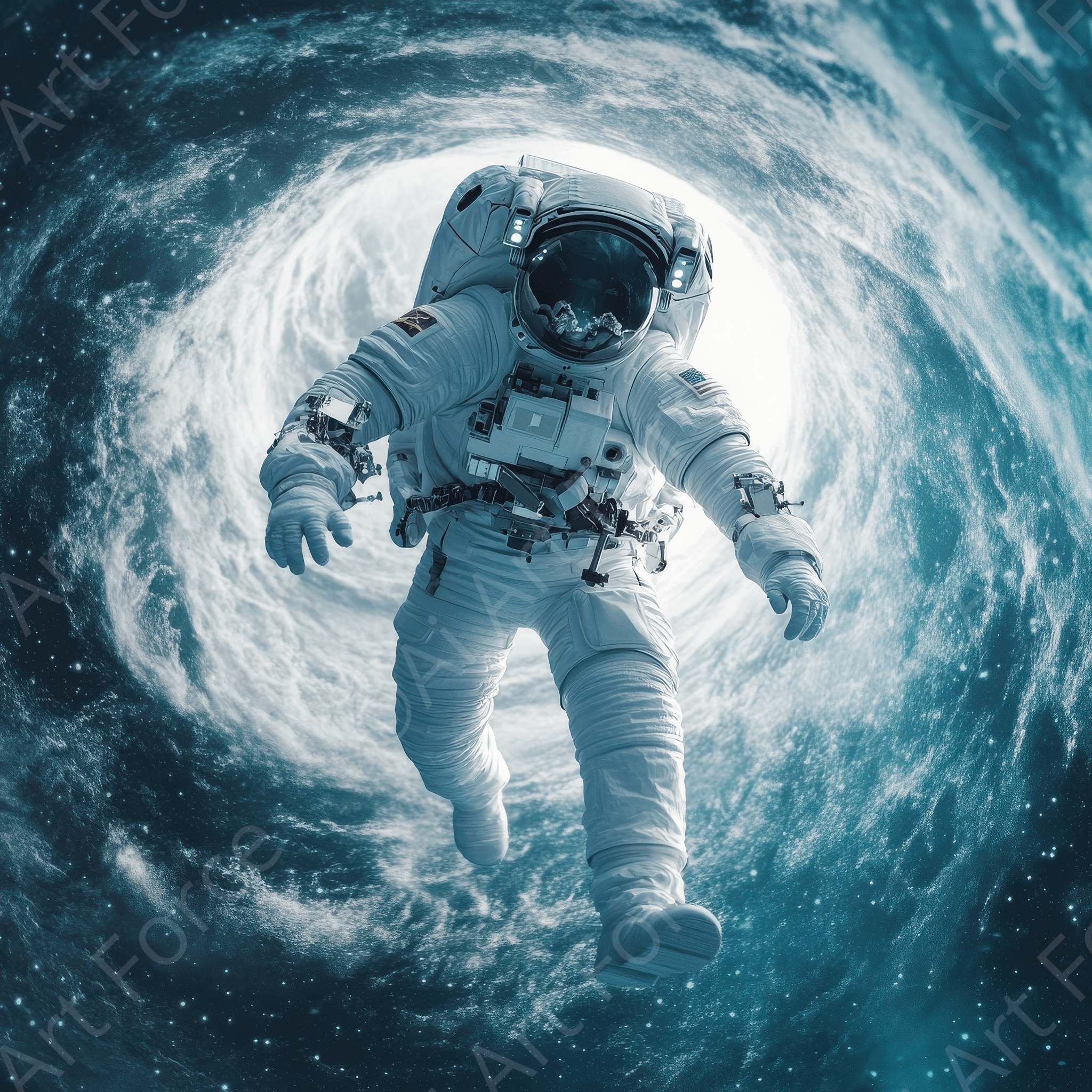 Digital Ai Artwork, of The impact of zero-gravity environments on humans, ideal for art enthusiasts and collectors.