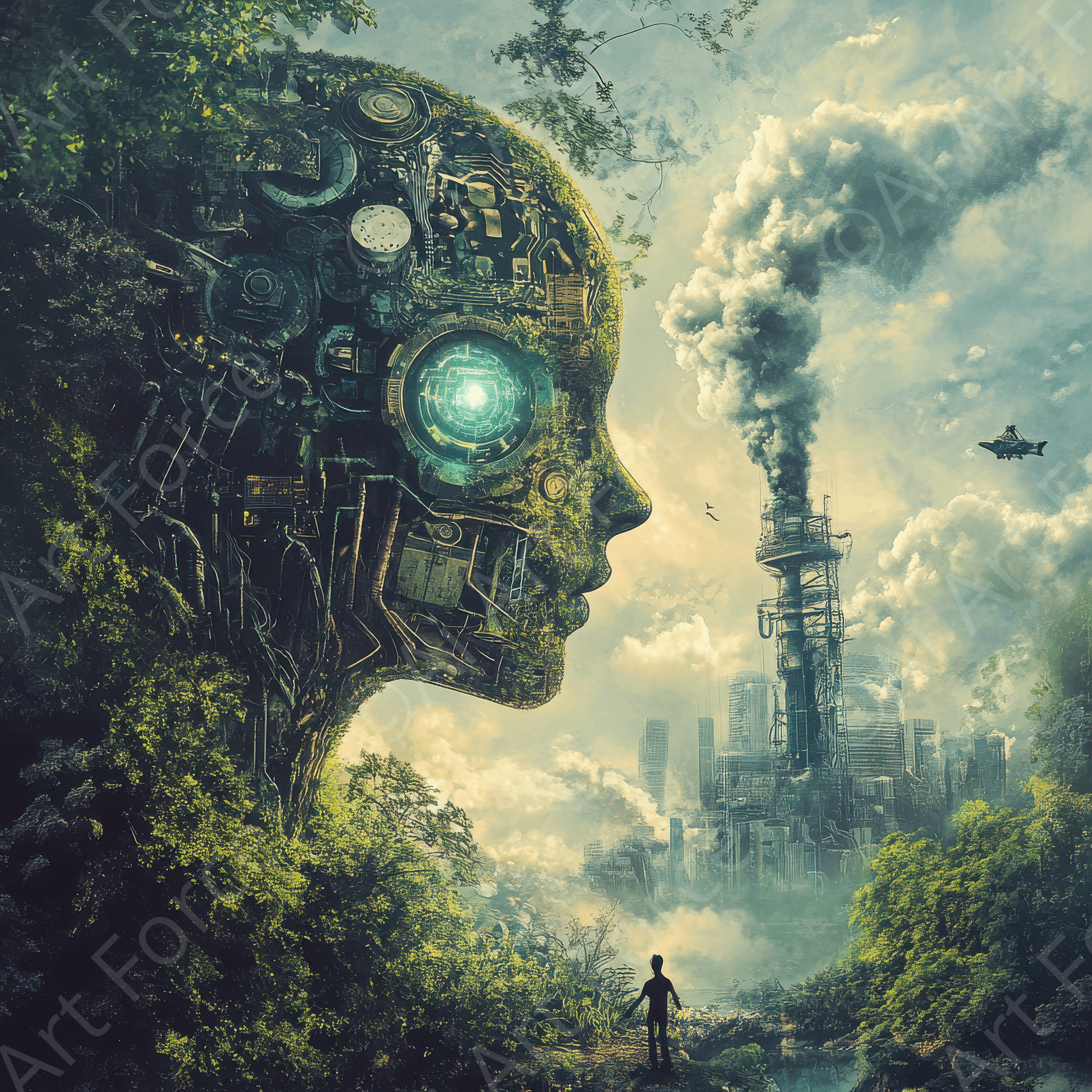 Digital Ai Artwork, of The potential for AI to solve climate change 3, ideal for art enthusiasts and collectors.