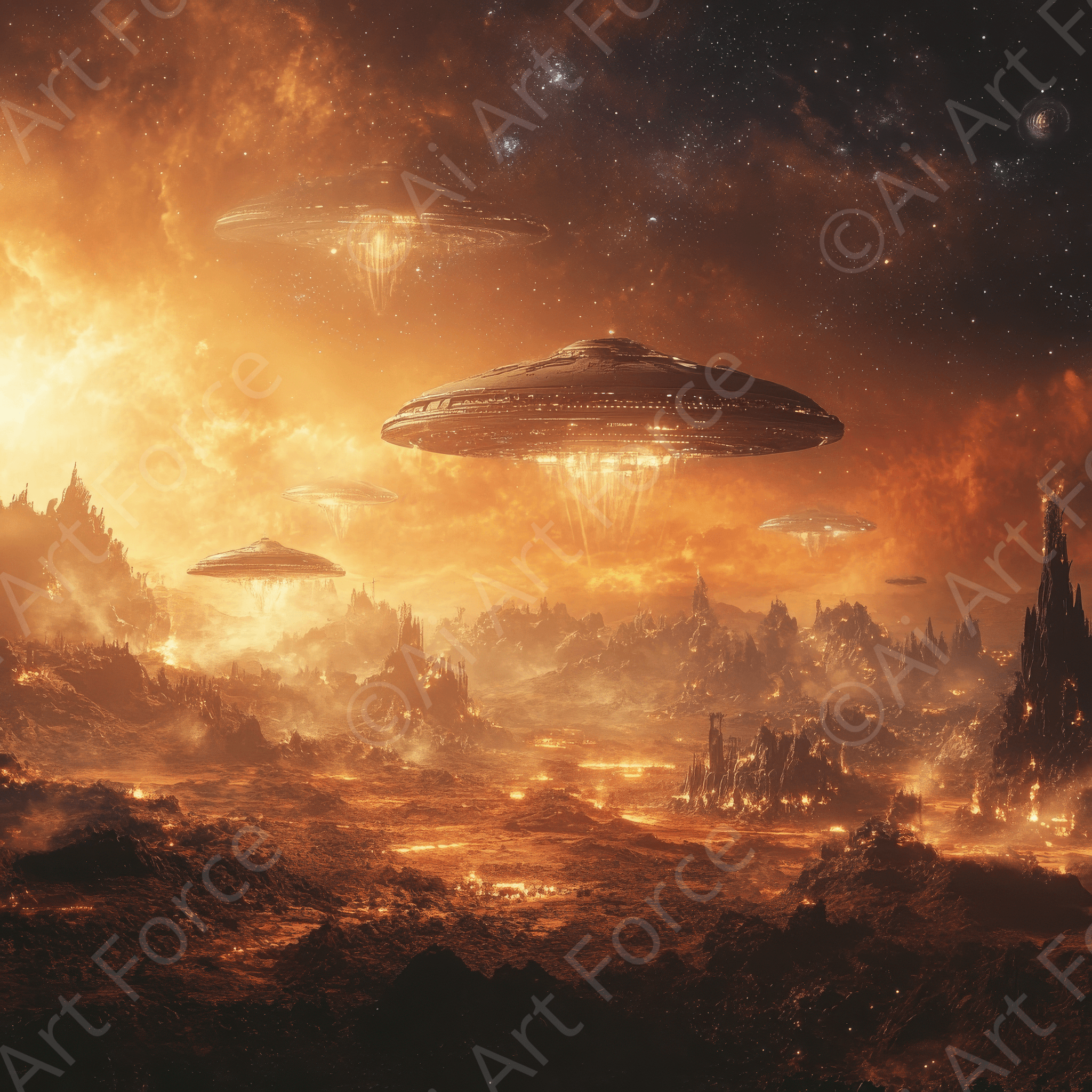 Digital Ai Artwork, of The potential for conflict over extraterrestrial worlds 4, ideal for art enthusiasts and collectors.