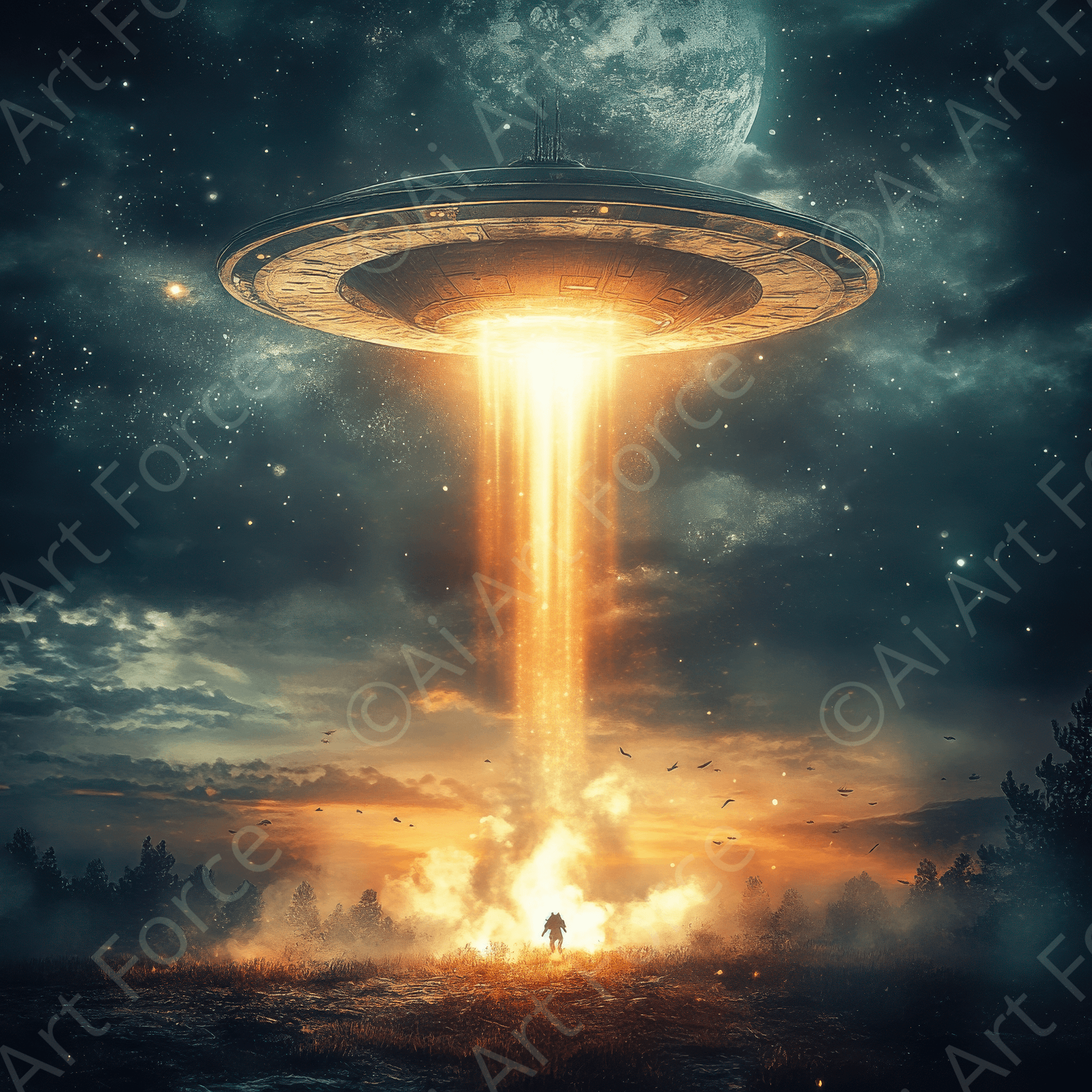 Digital Ai Artwork, of The potential for conflict over extraterrestrial worlds 6, ideal for art enthusiasts and collectors.