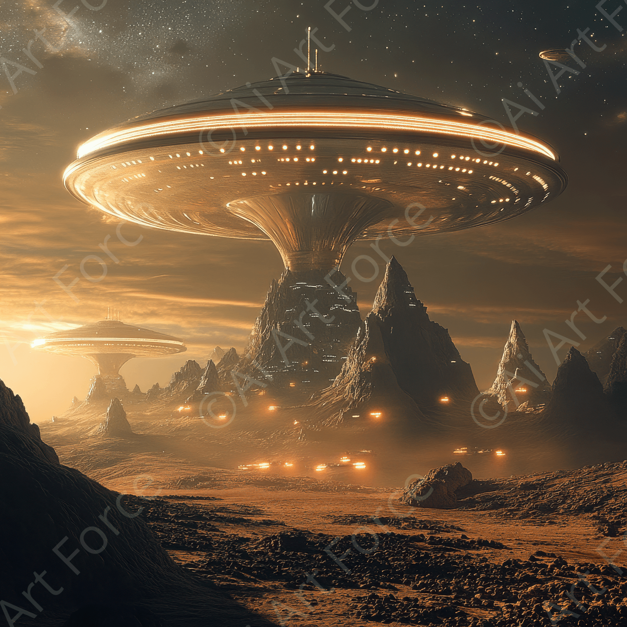 Digital Ai Artwork, of The potential for conflict over extraterrestrial worlds 5, ideal for art enthusiasts and collectors.