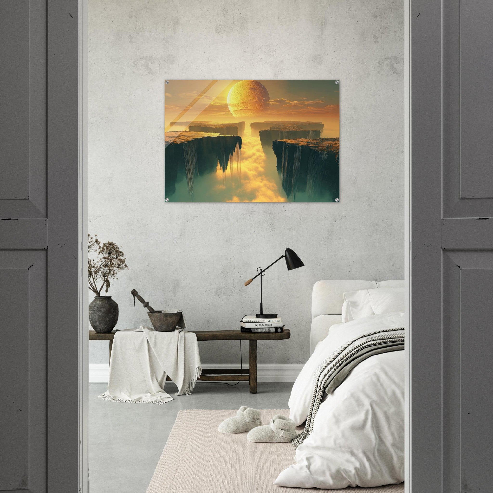 Acrylic Print Landscape - A vast dreamscape with levitating islands a mass 3 - Shop Ai Art WebShop - Digital Art online Store