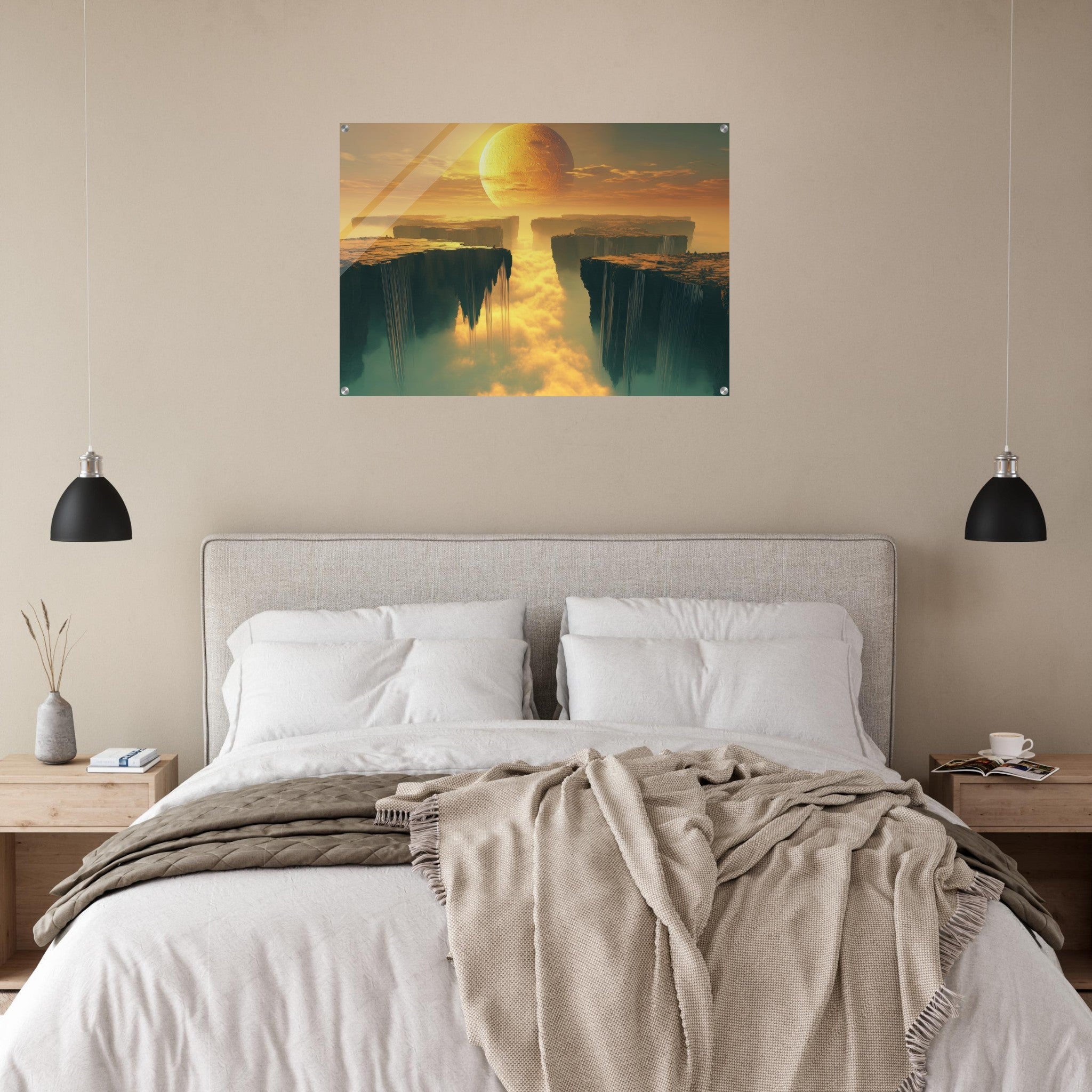 Acrylic Print Landscape - A vast dreamscape with levitating islands a mass 3 - Shop Ai Art WebShop - Digital Art online Store