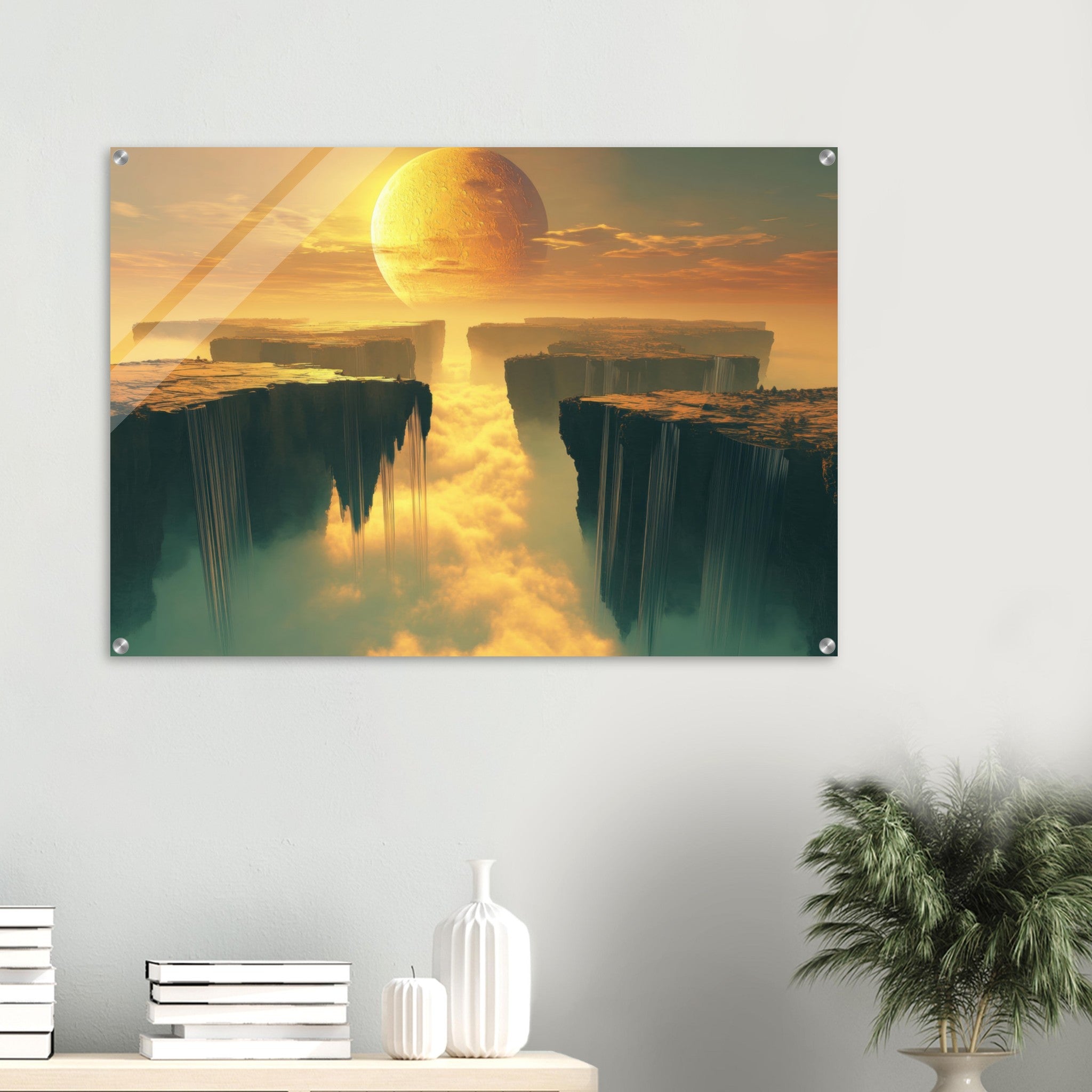 Acrylic Print Landscape - A vast dreamscape with levitating islands a mass 3 - Shop Ai Art WebShop - Digital Art online Store