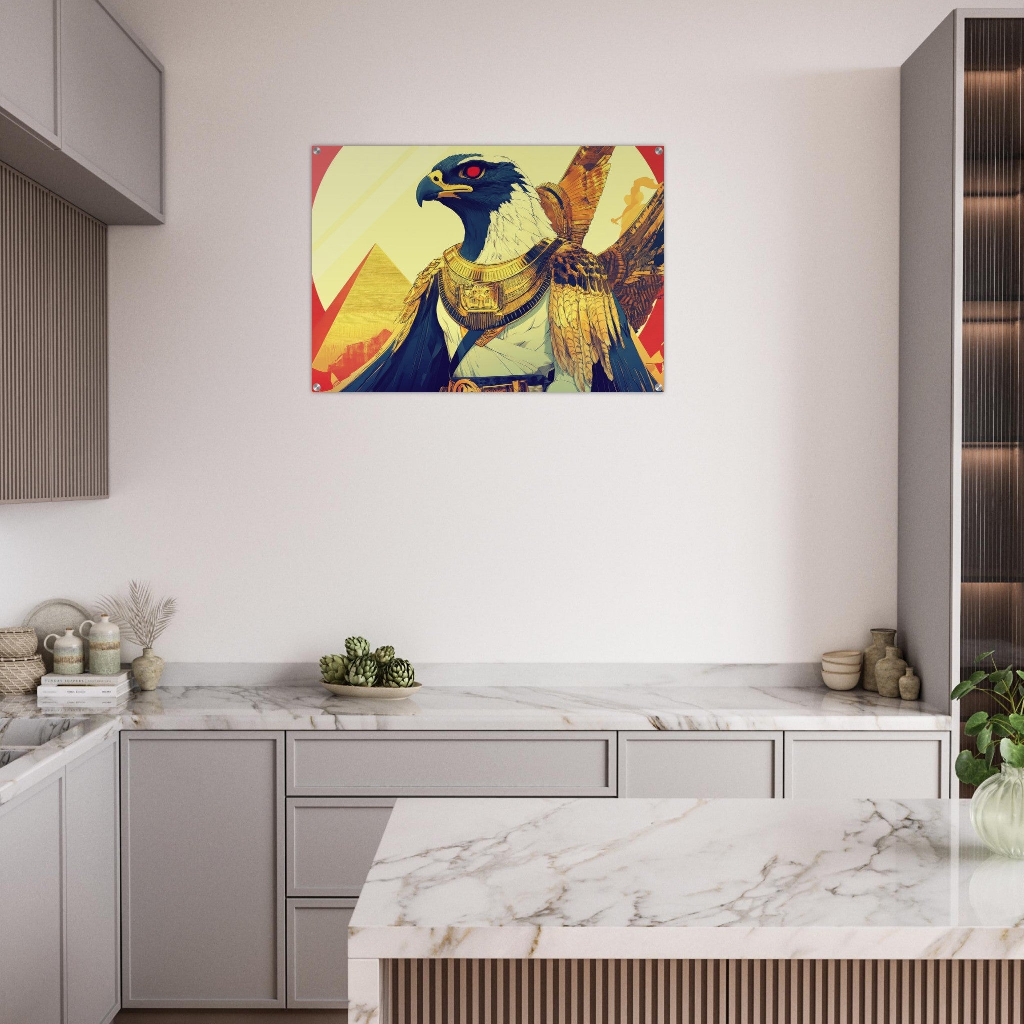 Acrylic Print Landscape - Ancient Egyptian Falcon God Horus A majestic far 3 - Shop Ai Art WebShop - Digital Art online Store