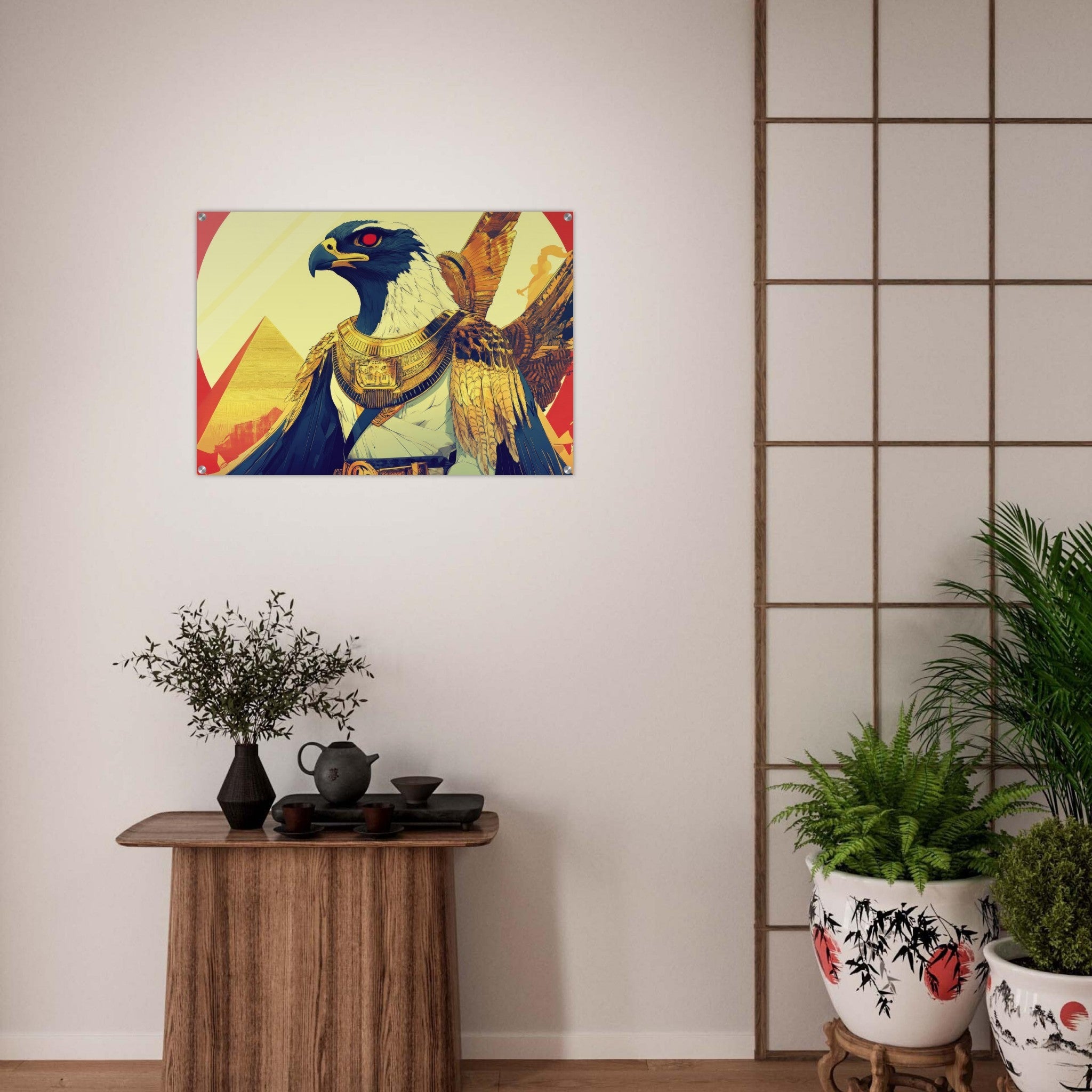 Acrylic Print Landscape - Ancient Egyptian Falcon God Horus A majestic far 3 - Shop Ai Art WebShop - Digital Art online Store