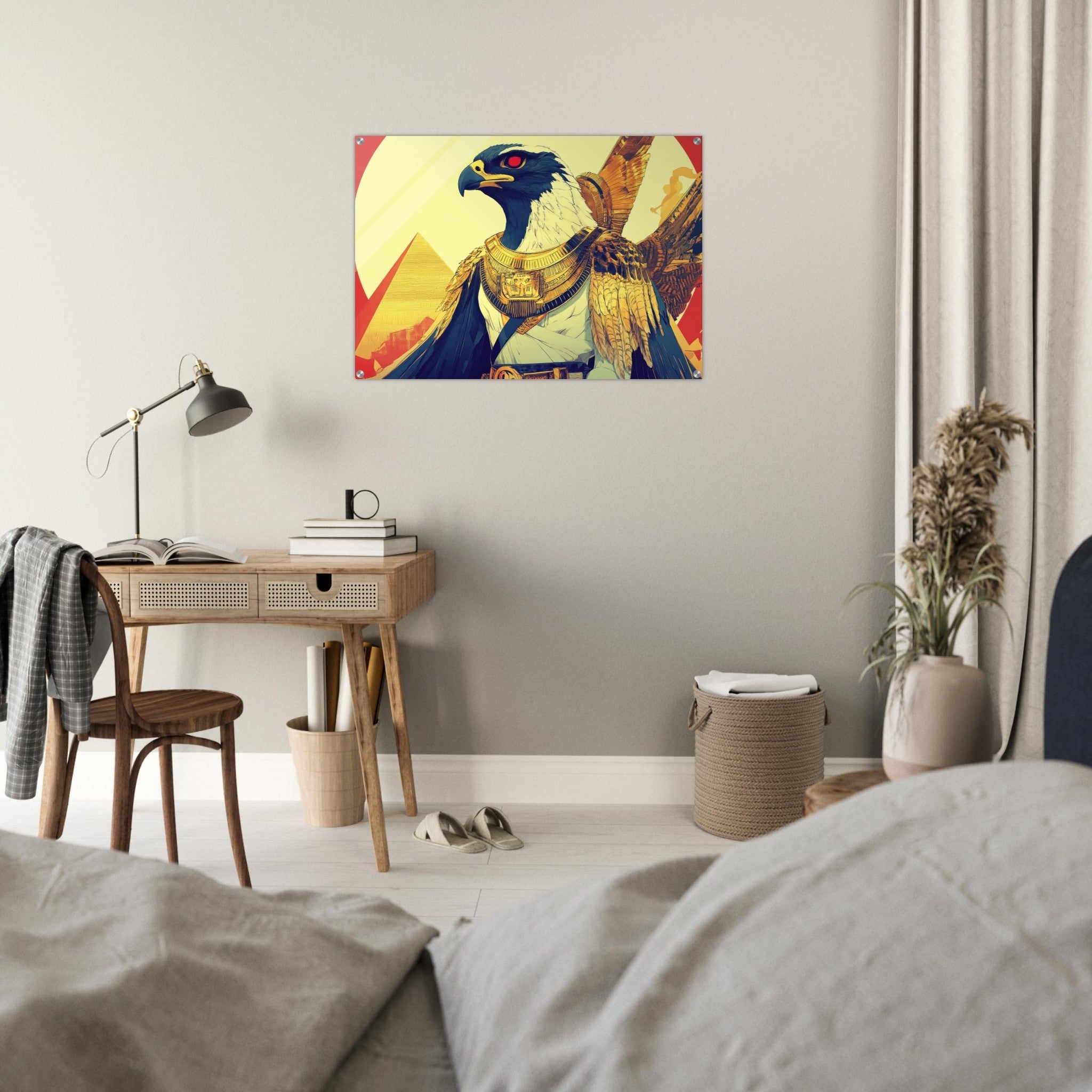 Acrylic Print Landscape - Ancient Egyptian Falcon God Horus A majestic far 3 - Shop Ai Art WebShop - Digital Art online Store