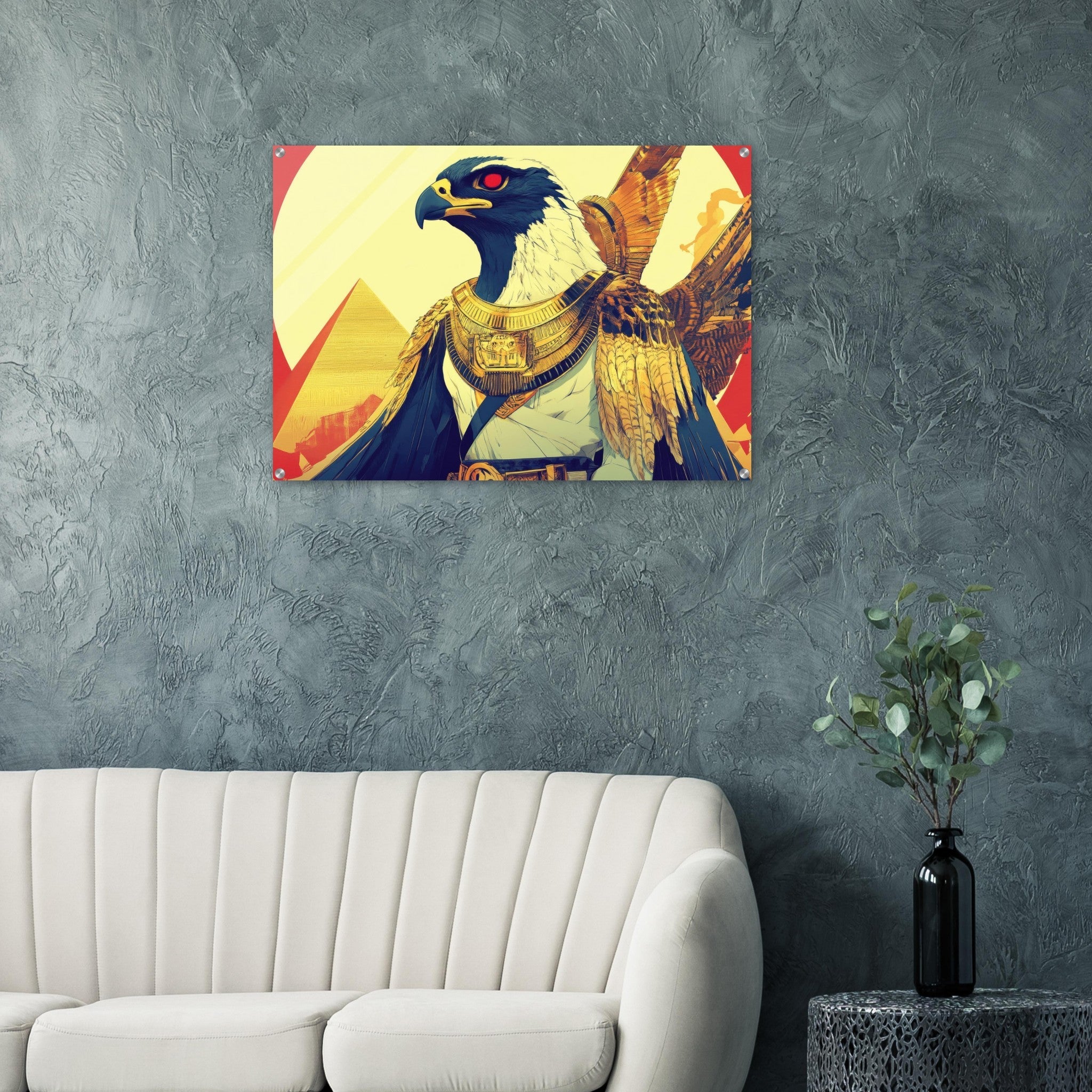 Acrylic Print Landscape - Ancient Egyptian Falcon God Horus A majestic far 3 - Shop Ai Art WebShop - Digital Art online Store