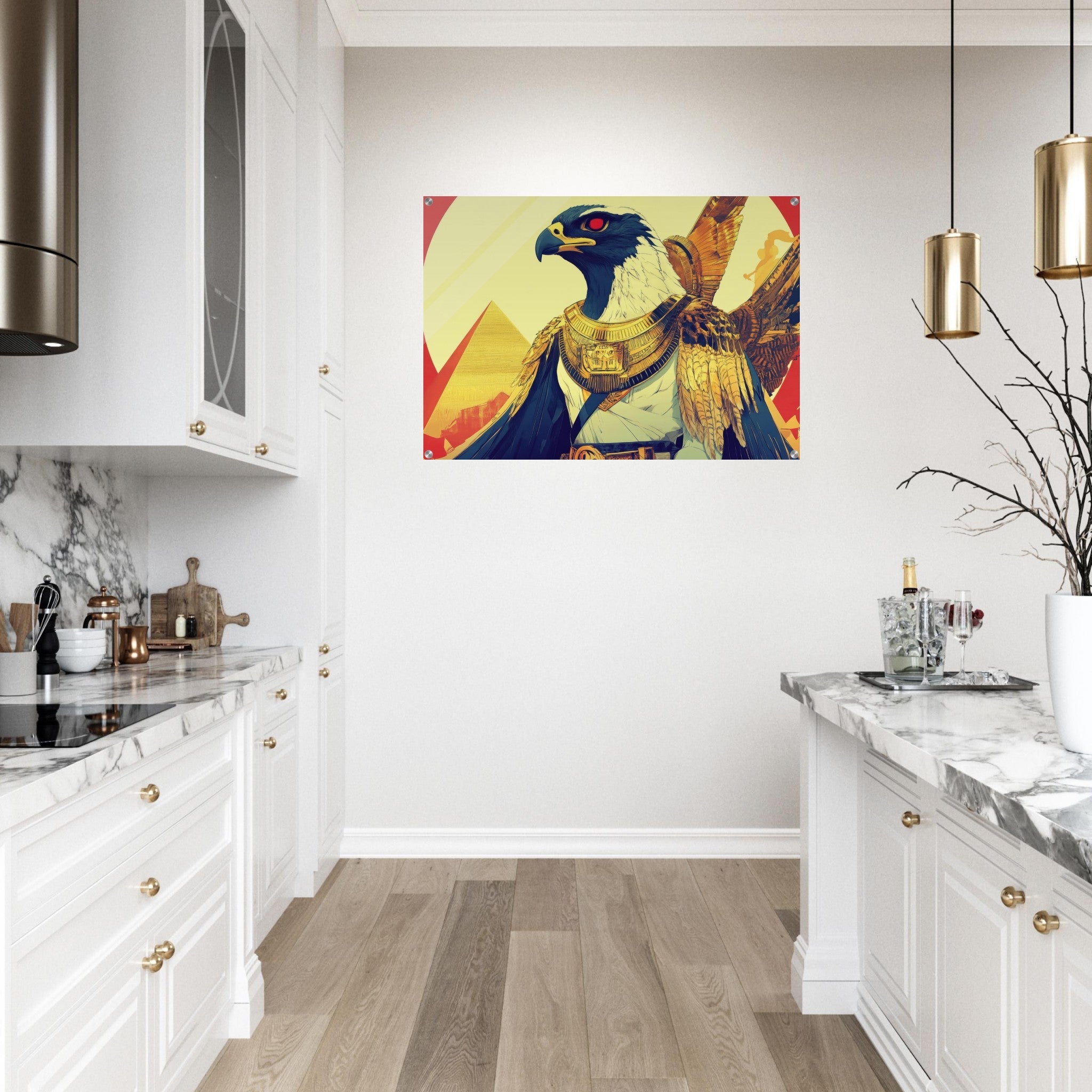 Acrylic Print Landscape - Ancient Egyptian Falcon God Horus A majestic far 3 - Shop Ai Art WebShop - Digital Art online Store