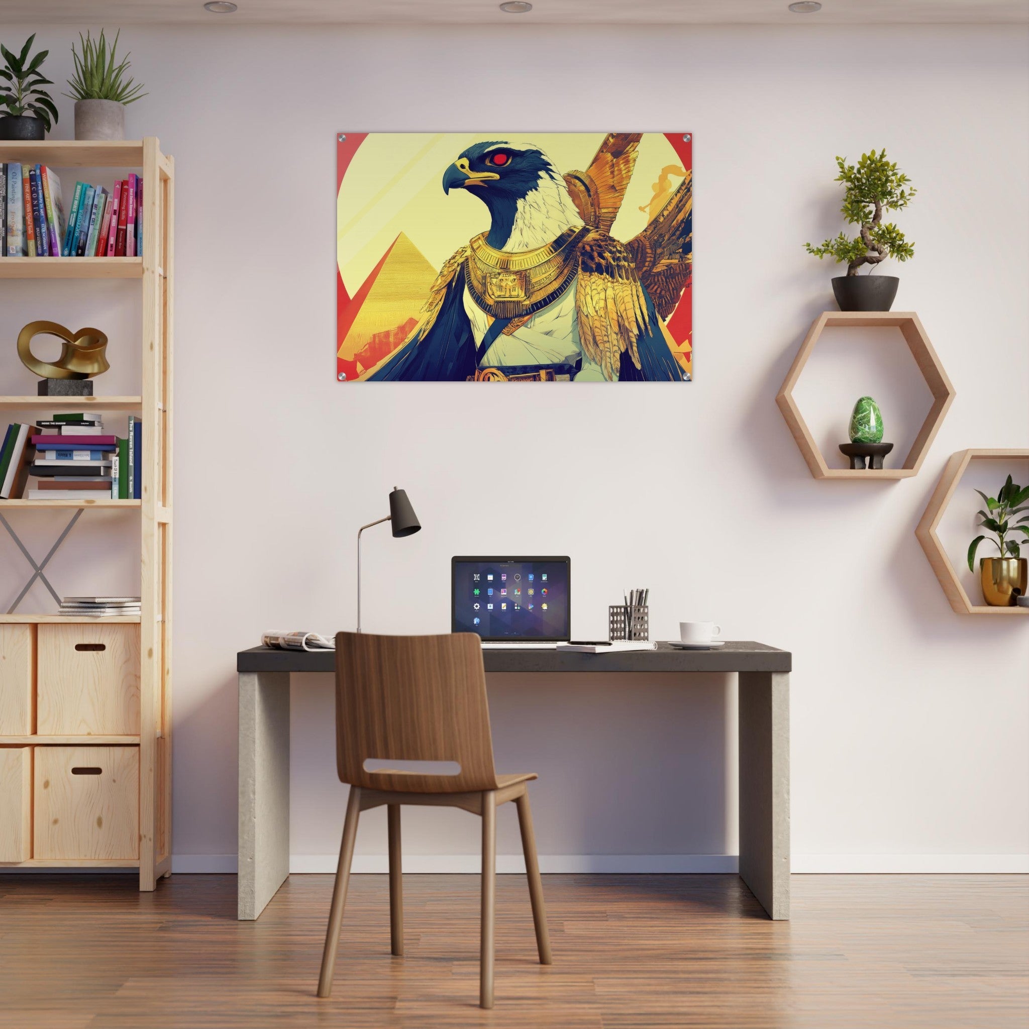 Acrylic Print Landscape - Ancient Egyptian Falcon God Horus A majestic far 3 - Shop Ai Art WebShop - Digital Art online Store