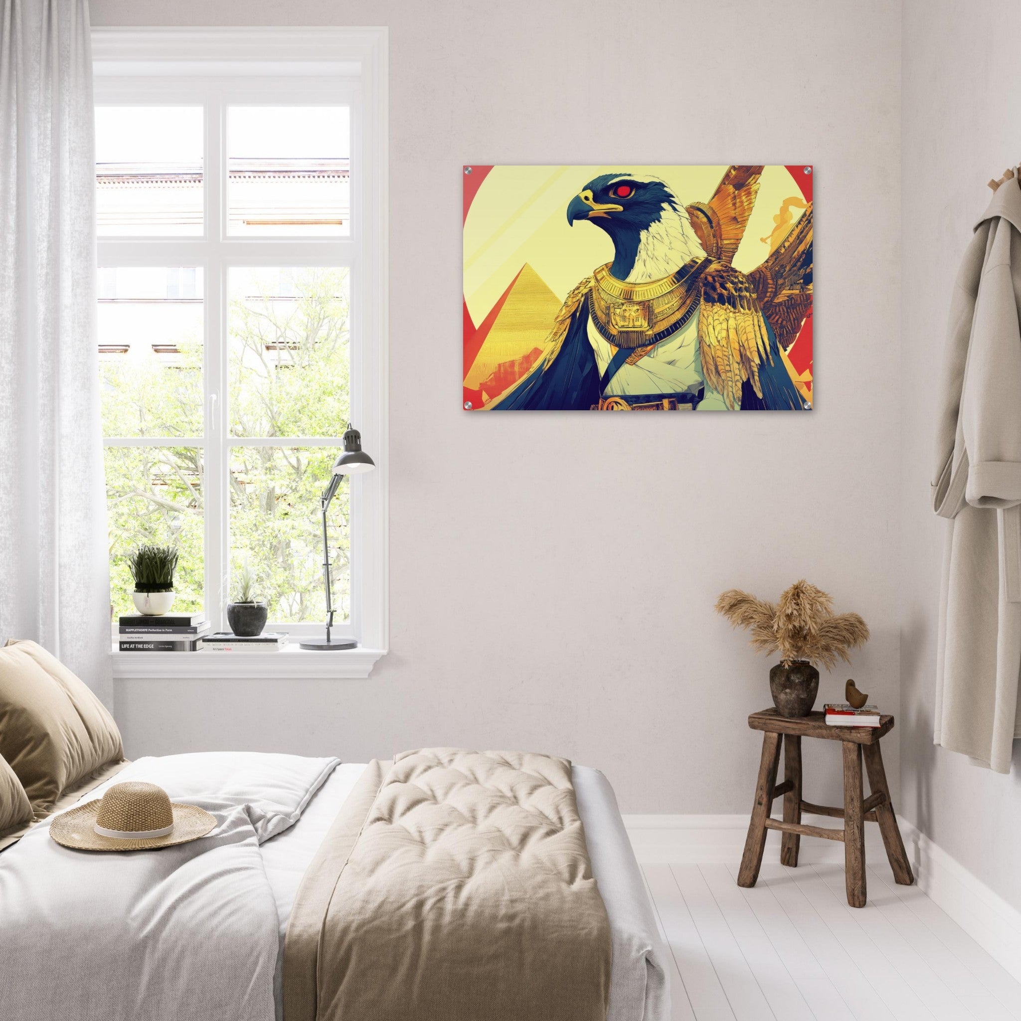 Acrylic Print Landscape - Ancient Egyptian Falcon God Horus A majestic far 3 - Shop Ai Art WebShop - Digital Art online Store