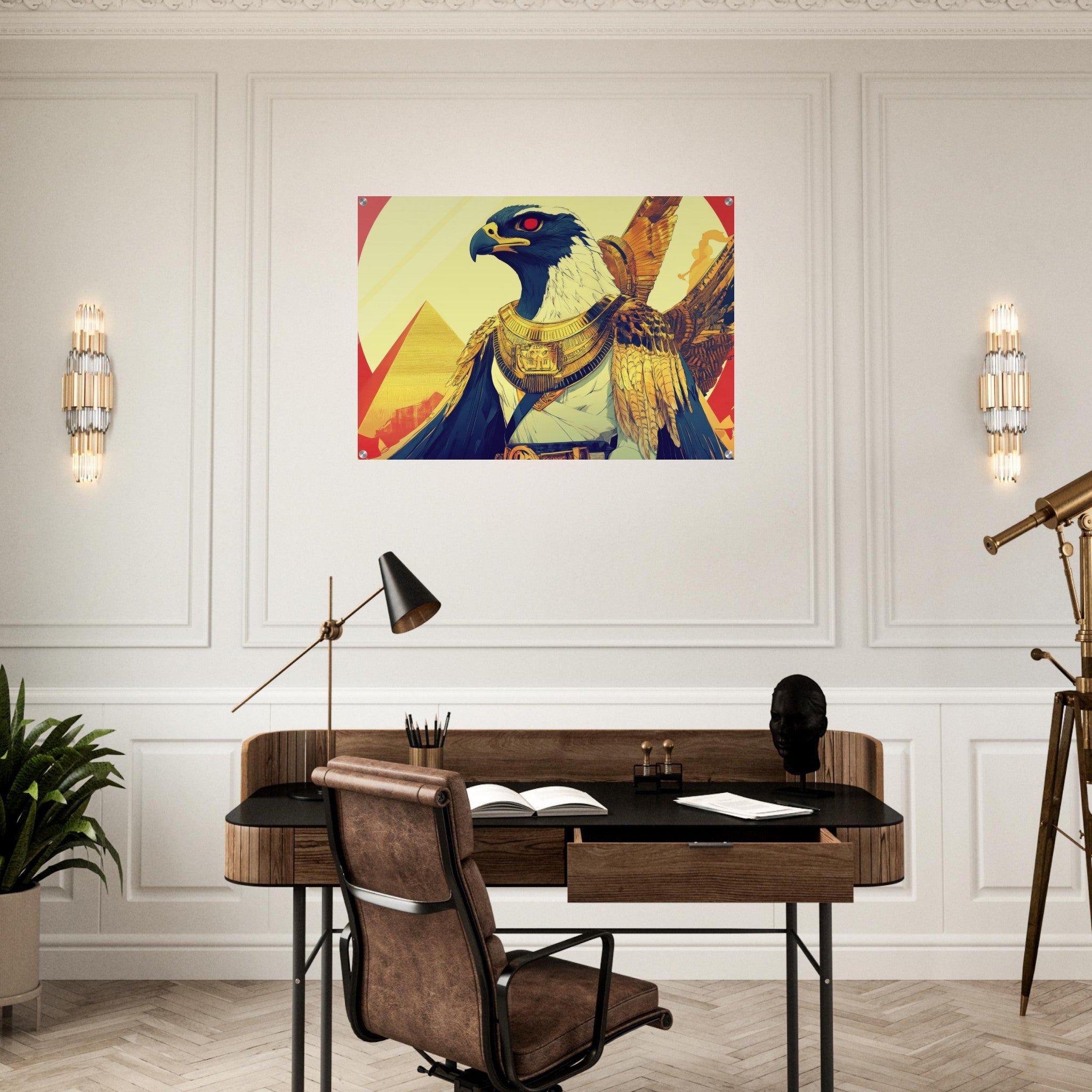 Acrylic Print Landscape - Ancient Egyptian Falcon God Horus A majestic far 3 - Shop Ai Art WebShop - Digital Art online Store