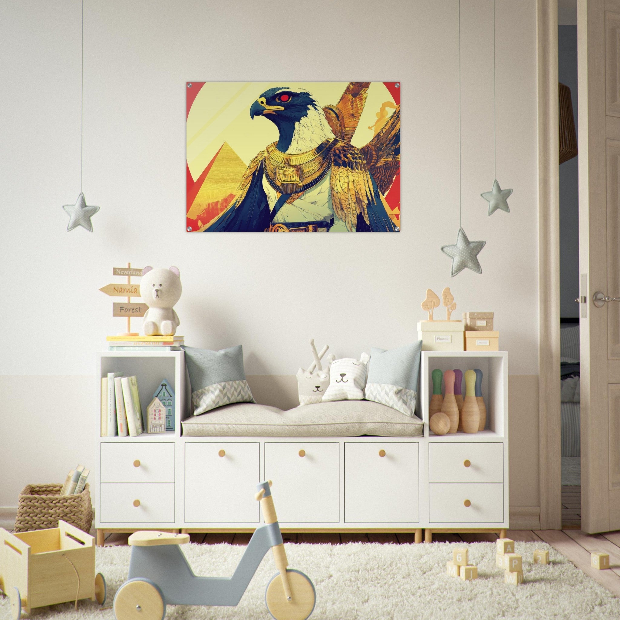 Acrylic Print Landscape - Ancient Egyptian Falcon God Horus A majestic far 3 - Shop Ai Art WebShop - Digital Art online Store