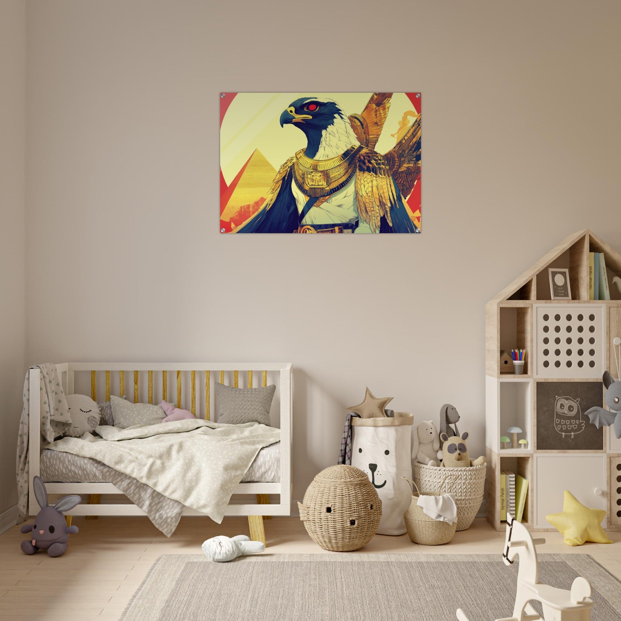 Acrylic Print Landscape - Ancient Egyptian Falcon God Horus A majestic far 3 - Shop Ai Art WebShop - Digital Art online Store