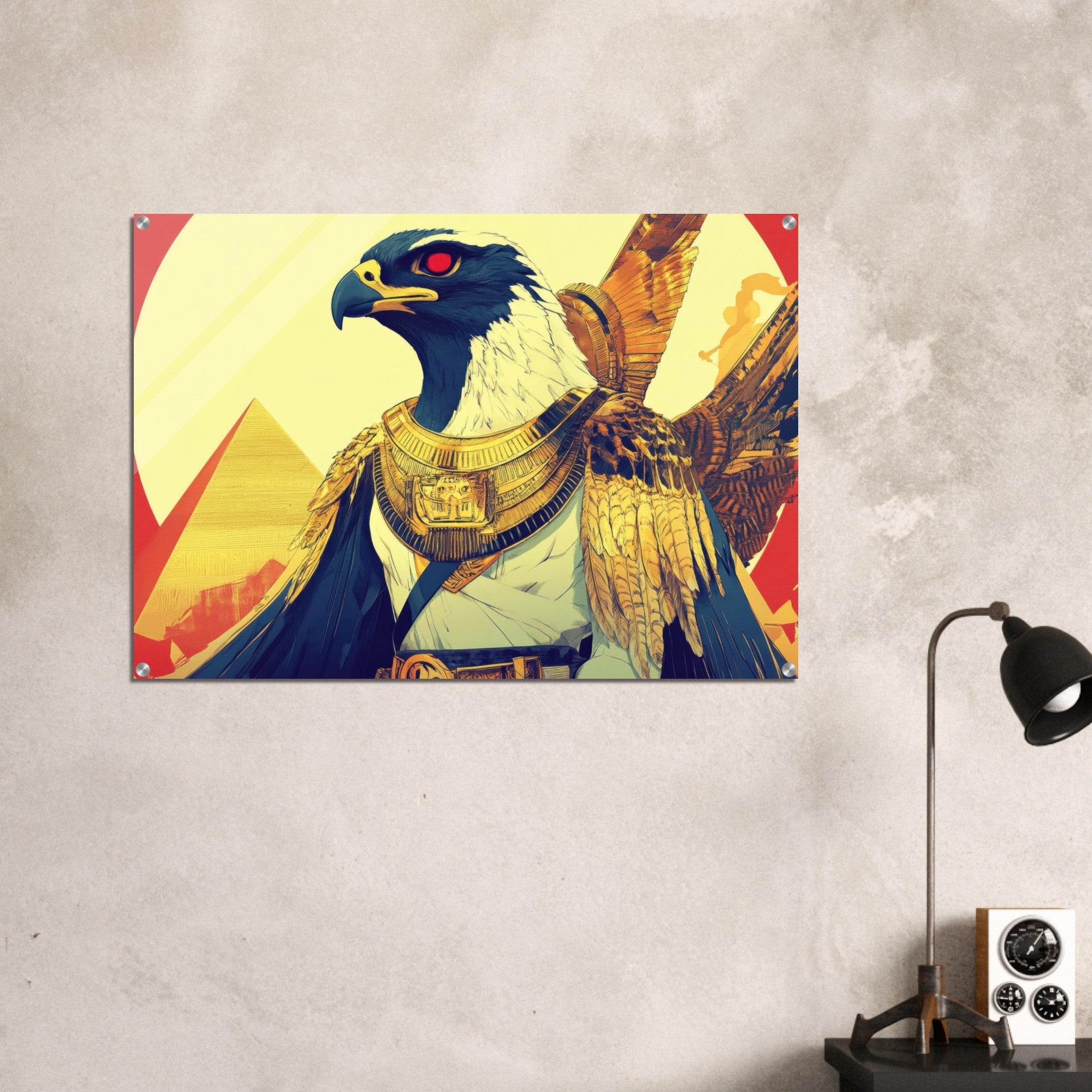 Acrylic Print Landscape - Ancient Egyptian Falcon God Horus A majestic far 3 - Shop Ai Art WebShop - Digital Art online Store