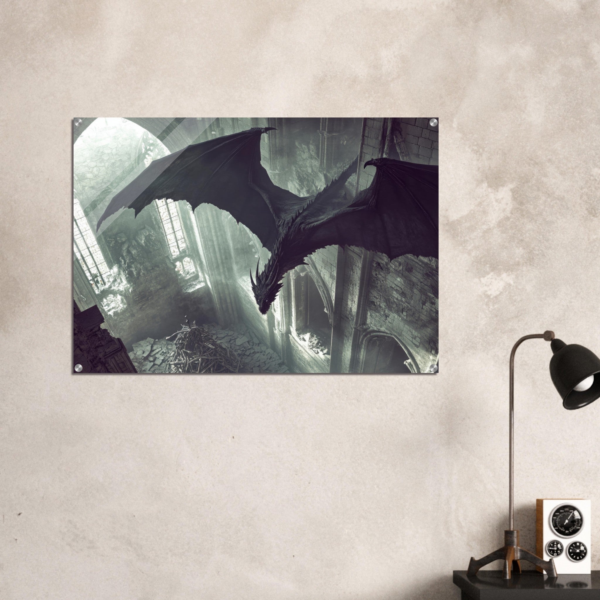 Acrylic Print Landscape - Gothic Shadow Dragons Lair Gothic Dramatic High 2 - Shop Ai Art WebShop - Digital Art online Store