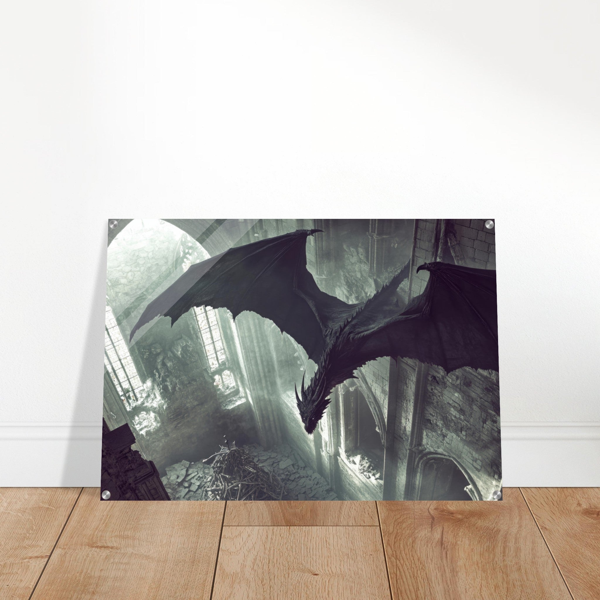 Acrylic Print Landscape - Gothic Shadow Dragons Lair Gothic Dramatic High 2 - Shop Ai Art WebShop - Digital Art online Store
