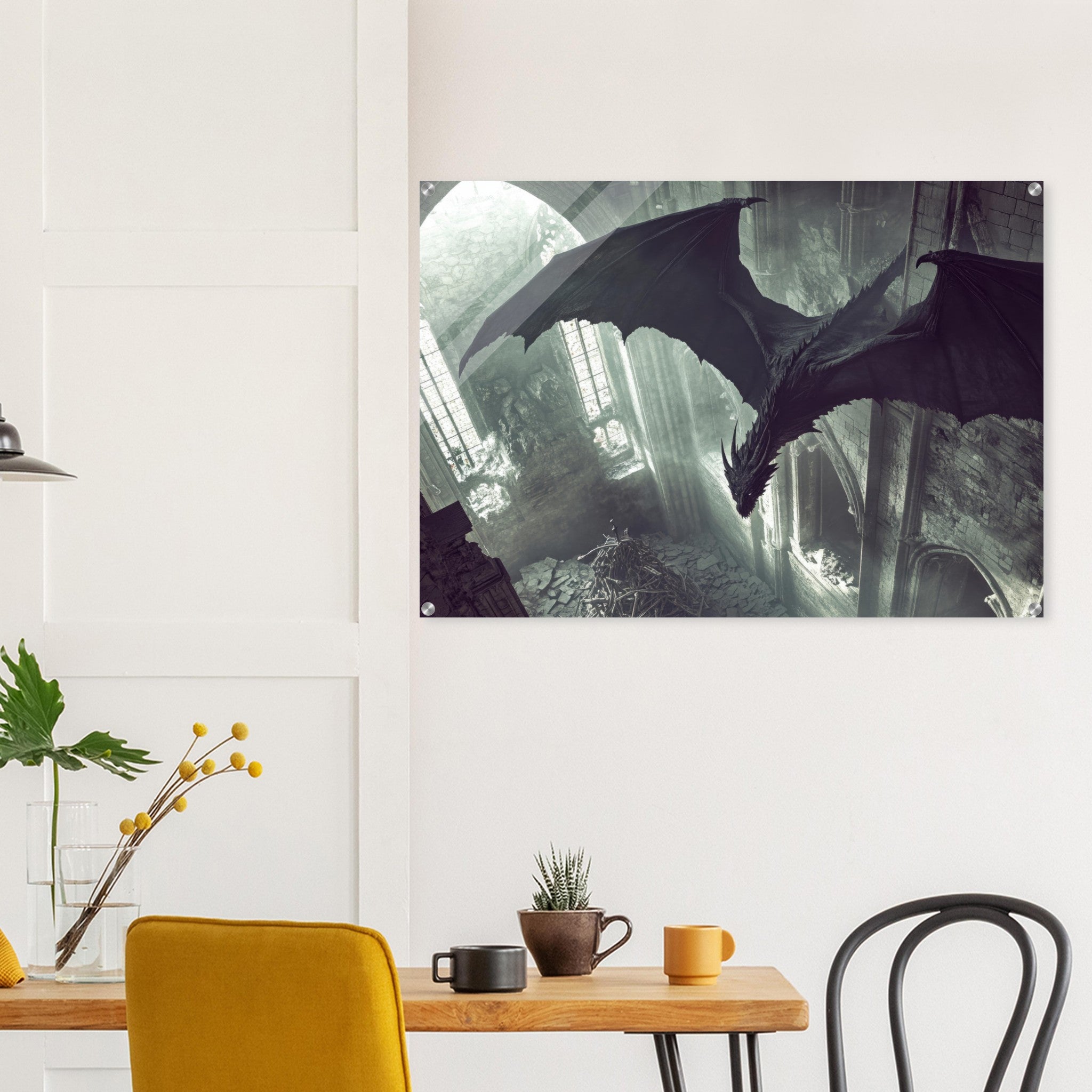 Acrylic Print Landscape - Gothic Shadow Dragons Lair Gothic Dramatic High 2 - Shop Ai Art WebShop - Digital Art online Store