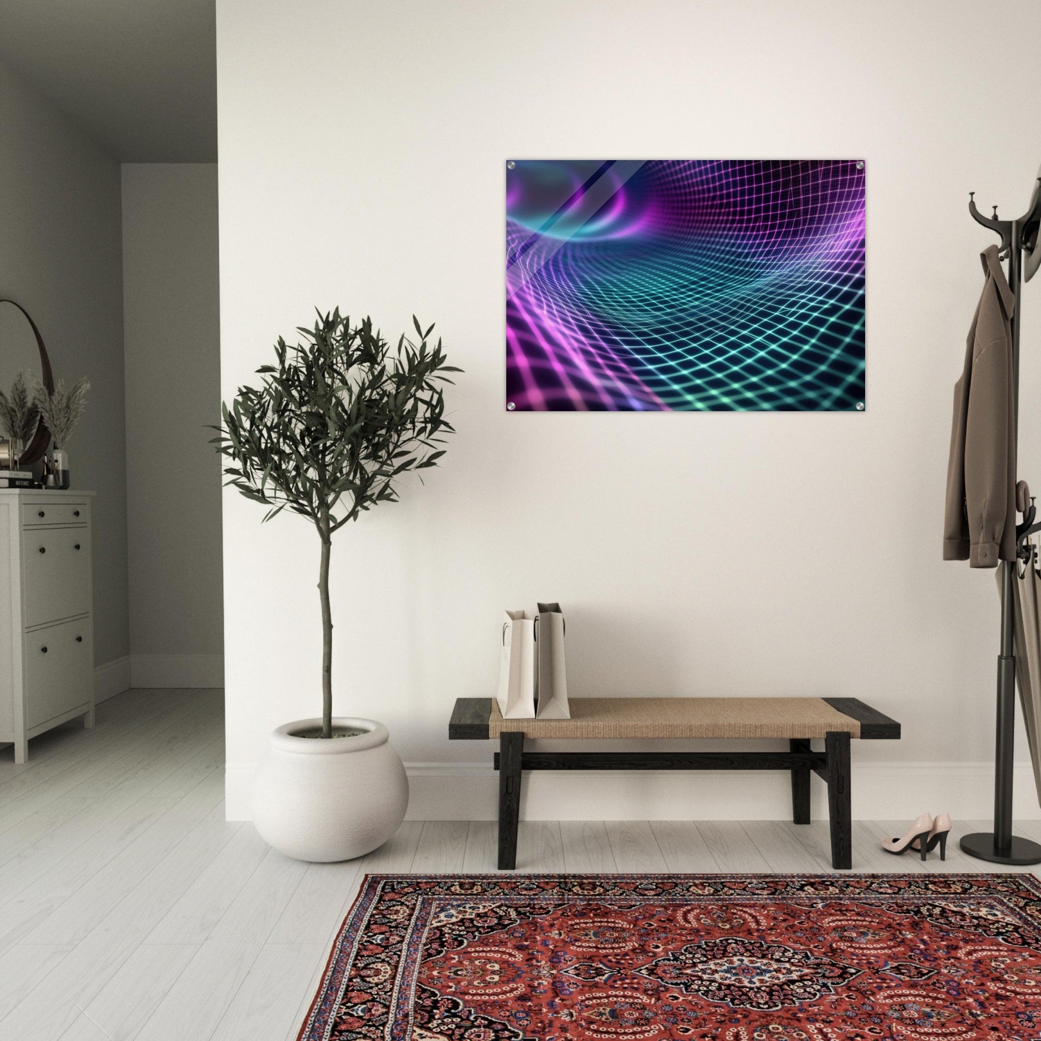 Acrylic Print Landscape - Quantum Reverberation Cascading waves of transit 2 - Shop Ai Art WebShop - Digital Art online Store