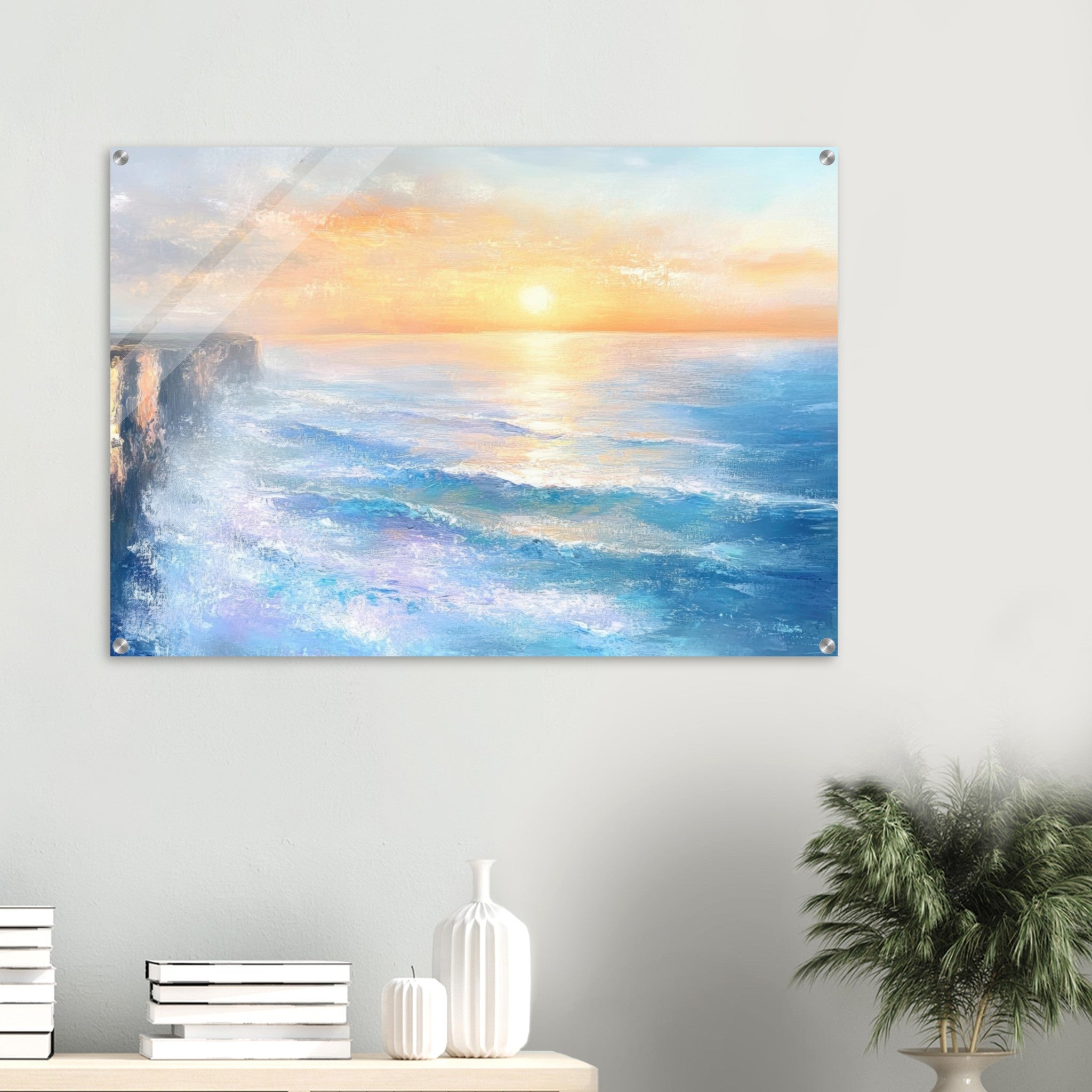 Acrylic Print Landscape - Seaside Cliff at Sunrise A breathtaking Empress - Shop Ai Art WebShop - Digital Art online Store