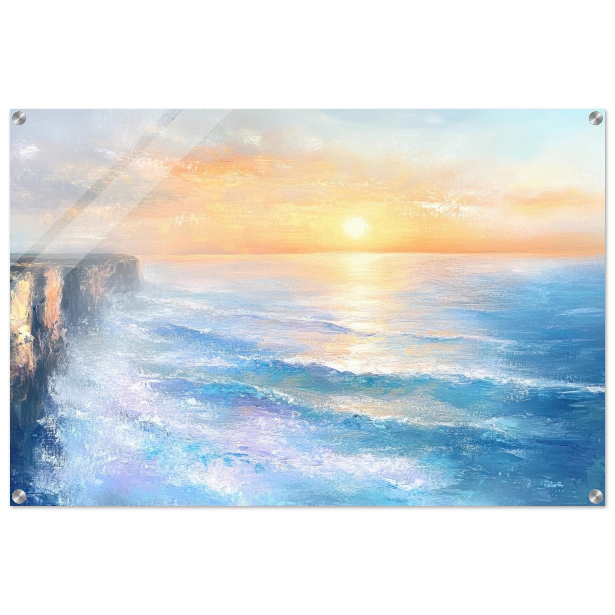 Acrylic Print Landscape - Seaside Cliff at Sunrise A breathtaking Empress - Shop Ai Art WebShop - Digital Art online Store
