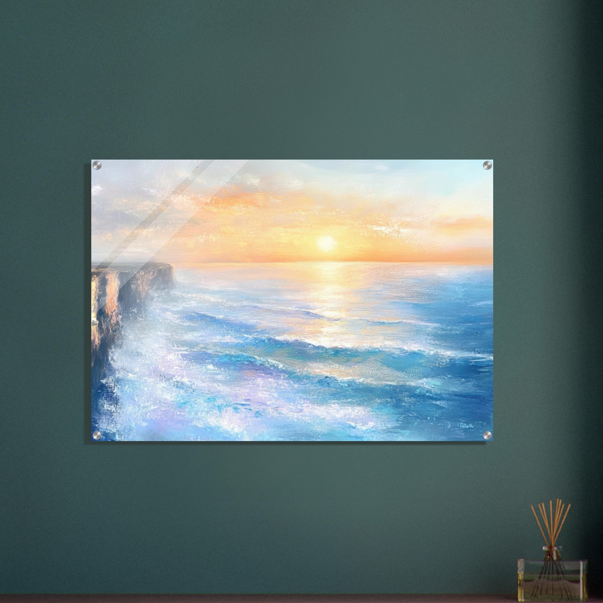 Acrylic Print Landscape - Seaside Cliff at Sunrise A breathtaking Empress - Shop Ai Art WebShop - Digital Art online Store