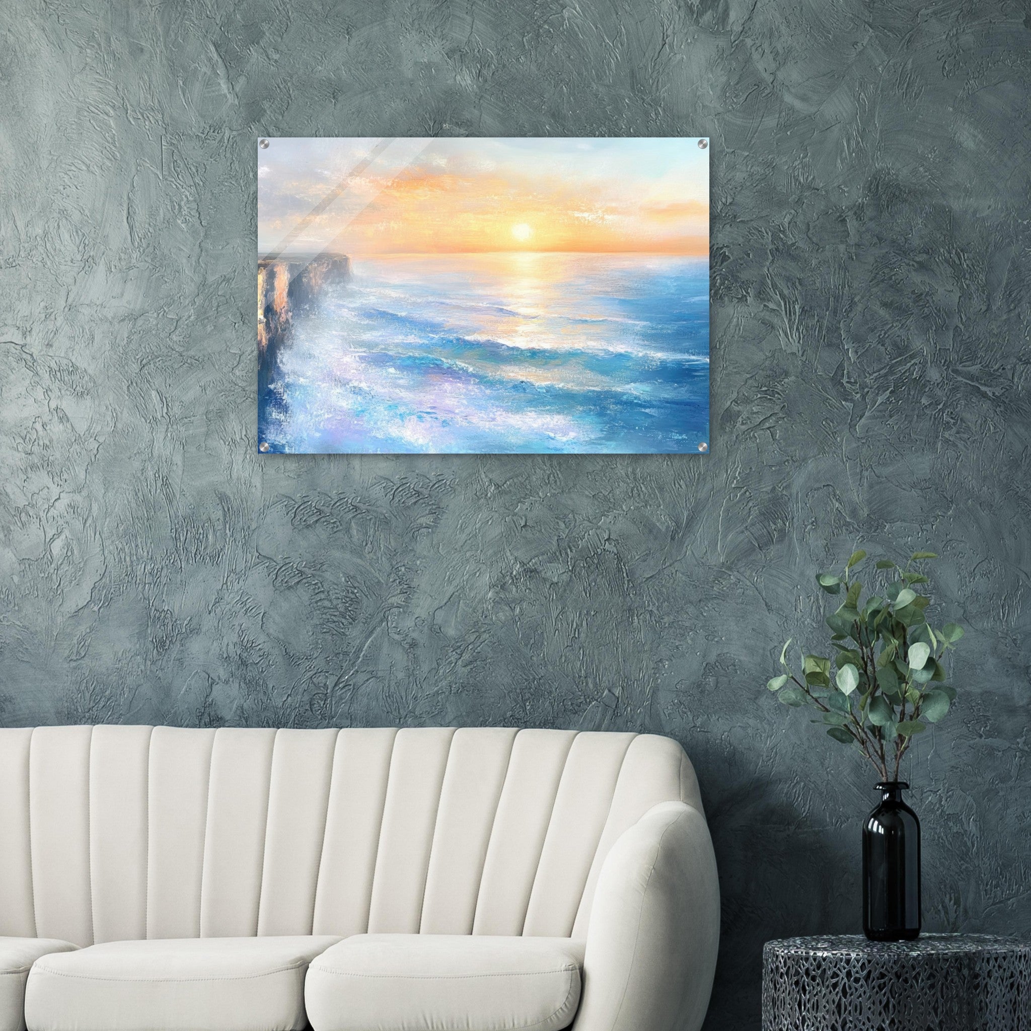 Acrylic Print Landscape - Seaside Cliff at Sunrise A breathtaking Empress - Shop Ai Art WebShop - Digital Art online Store