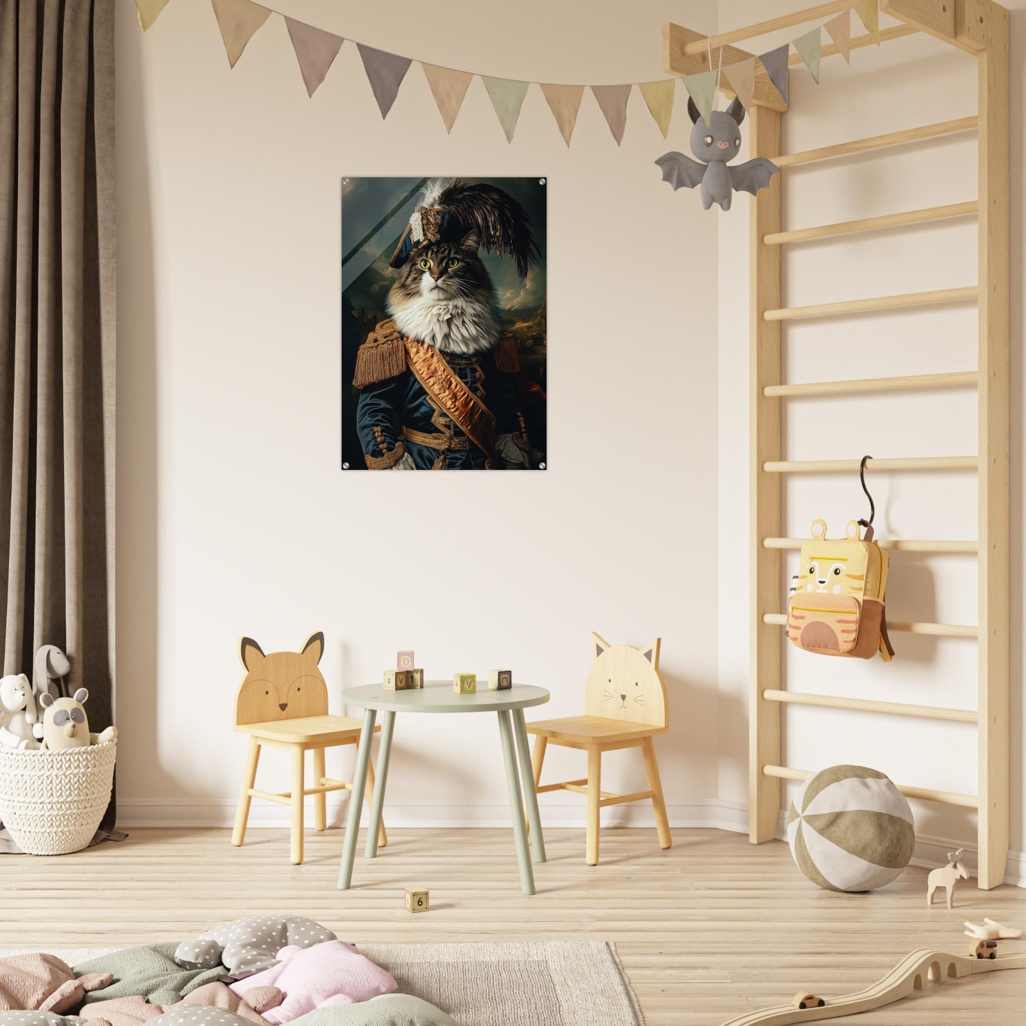 Acrylic Print Portrait - Baroque Military Commander Cat A fierce - looking 4 - Shop Ai Art WebShop - Digital Art online Store