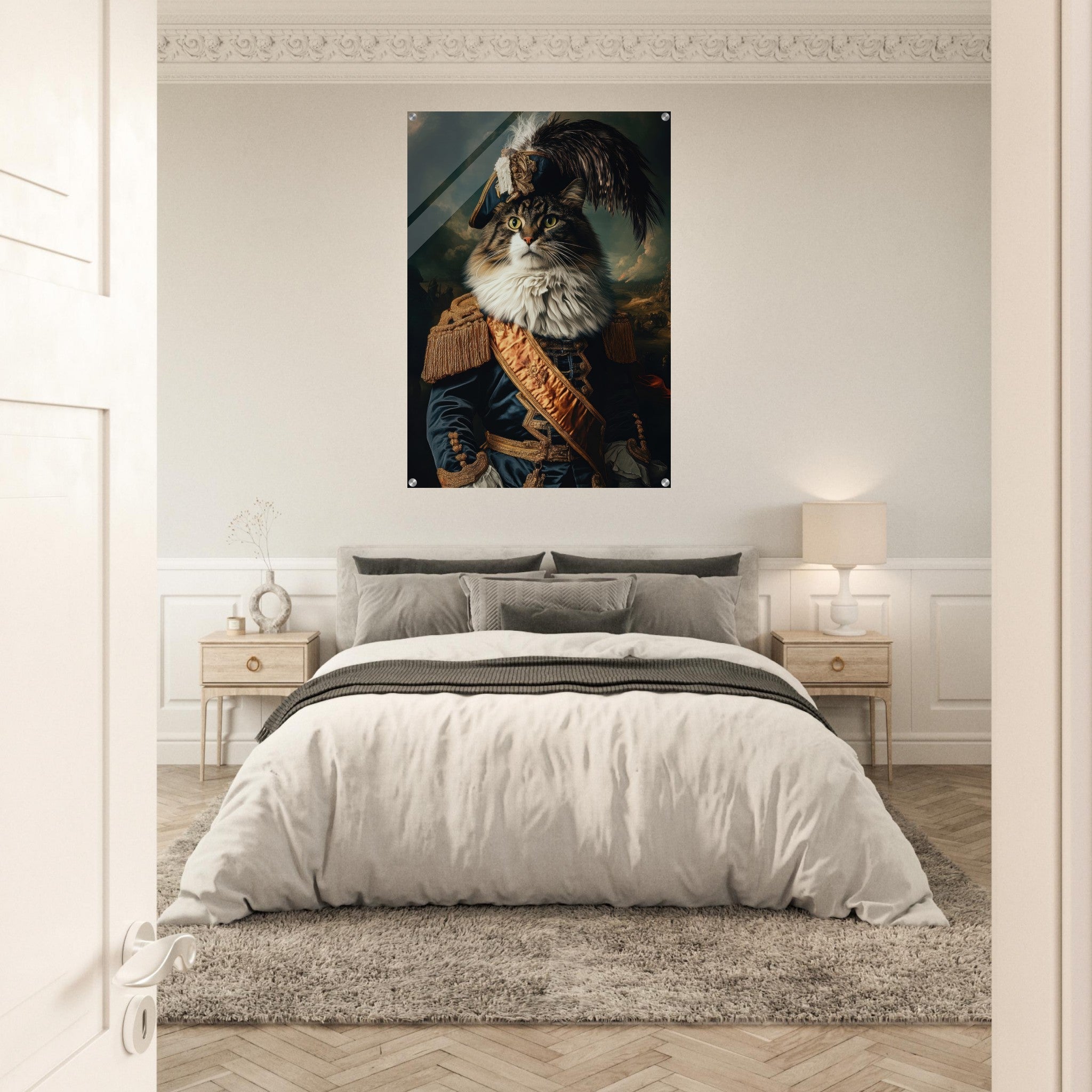 Acrylic Print Portrait - Baroque Military Commander Cat A fierce - looking 4 - Shop Ai Art WebShop - Digital Art online Store