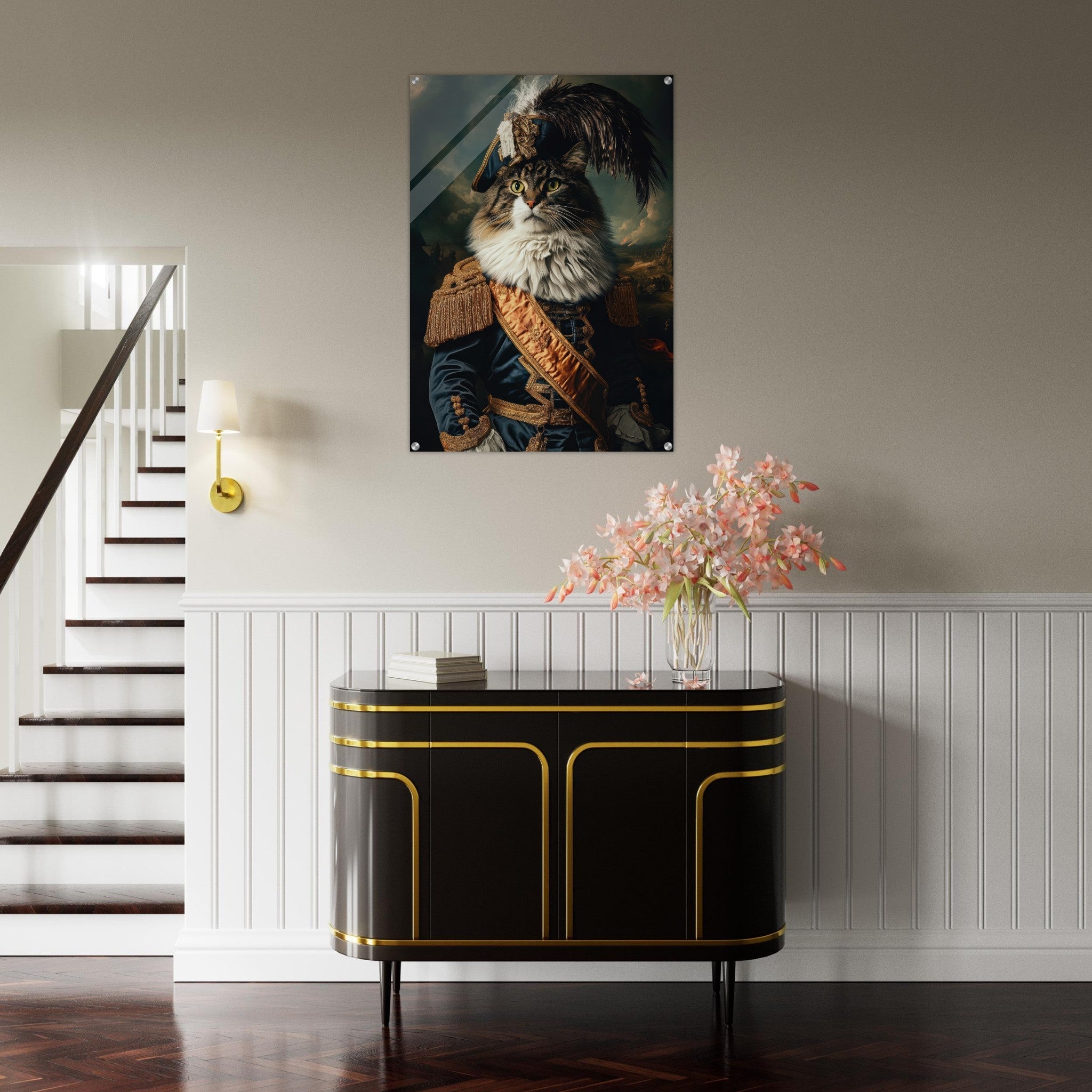 Acrylic Print Portrait - Baroque Military Commander Cat A fierce - looking 4 - Shop Ai Art WebShop - Digital Art online Store